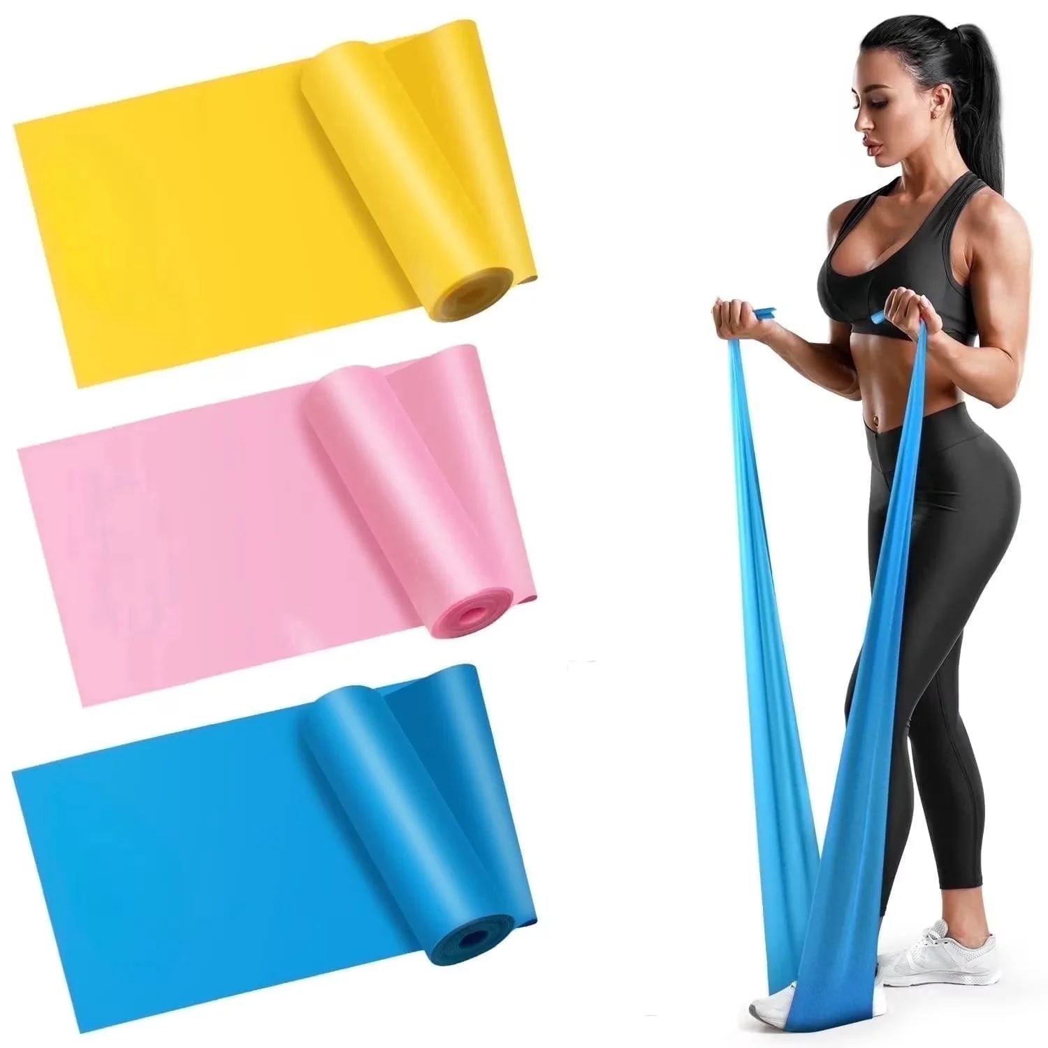 Modern Home Gym with 3Pcs Resistance Bands - Latex Yellow - Modern Design Model E1C4E6