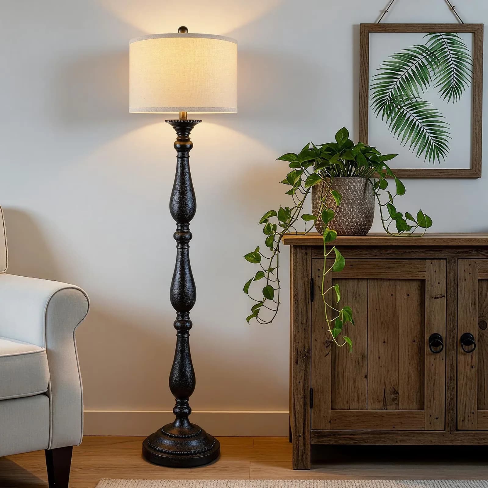 Efficient Lamp with Standard Lamps, Rustic/Lodge, Vintage - Black Plastic Model 000ED3