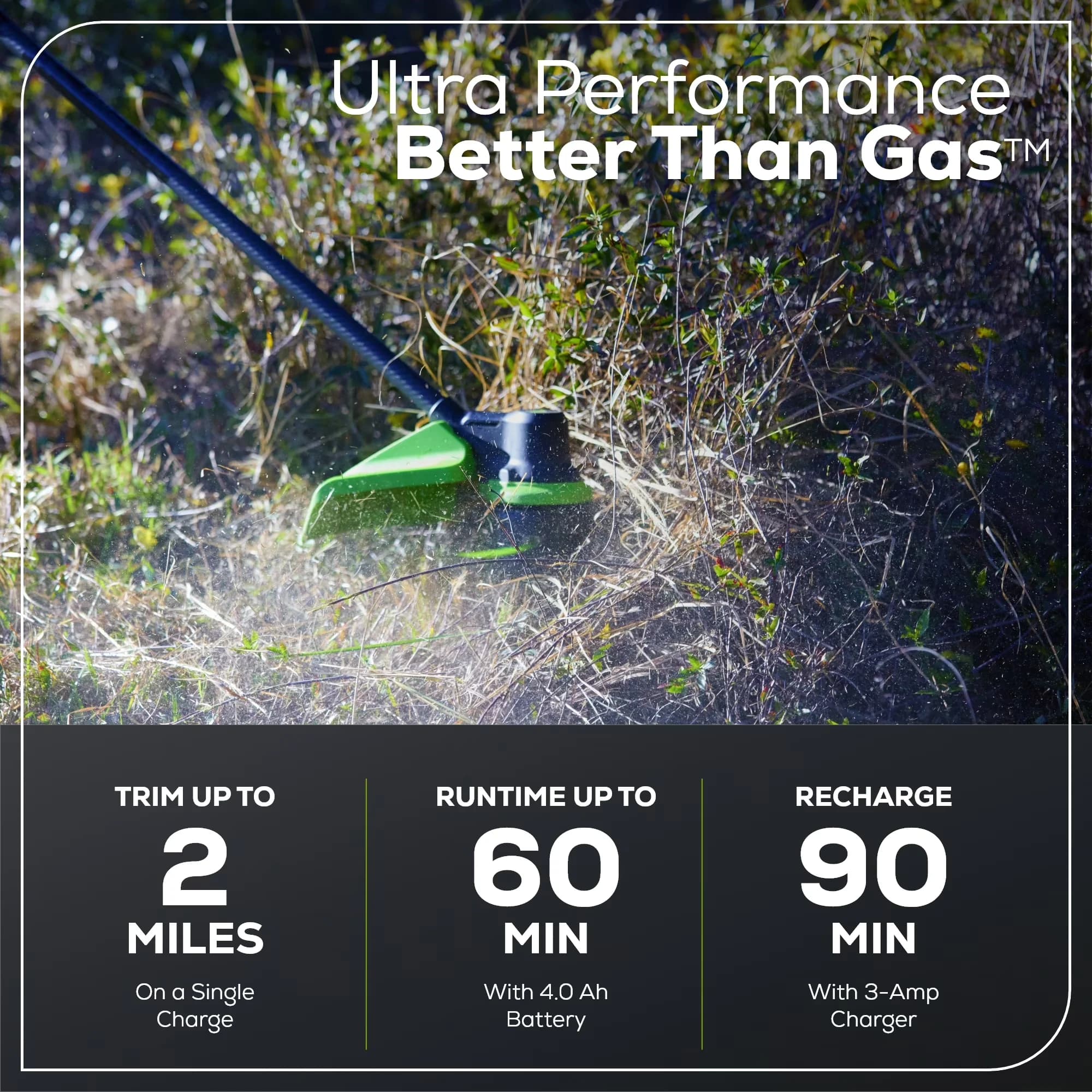 Classic String Trimmer with Battery, Brushless, 60 Volt Straight Shaft - Green Model 90F947