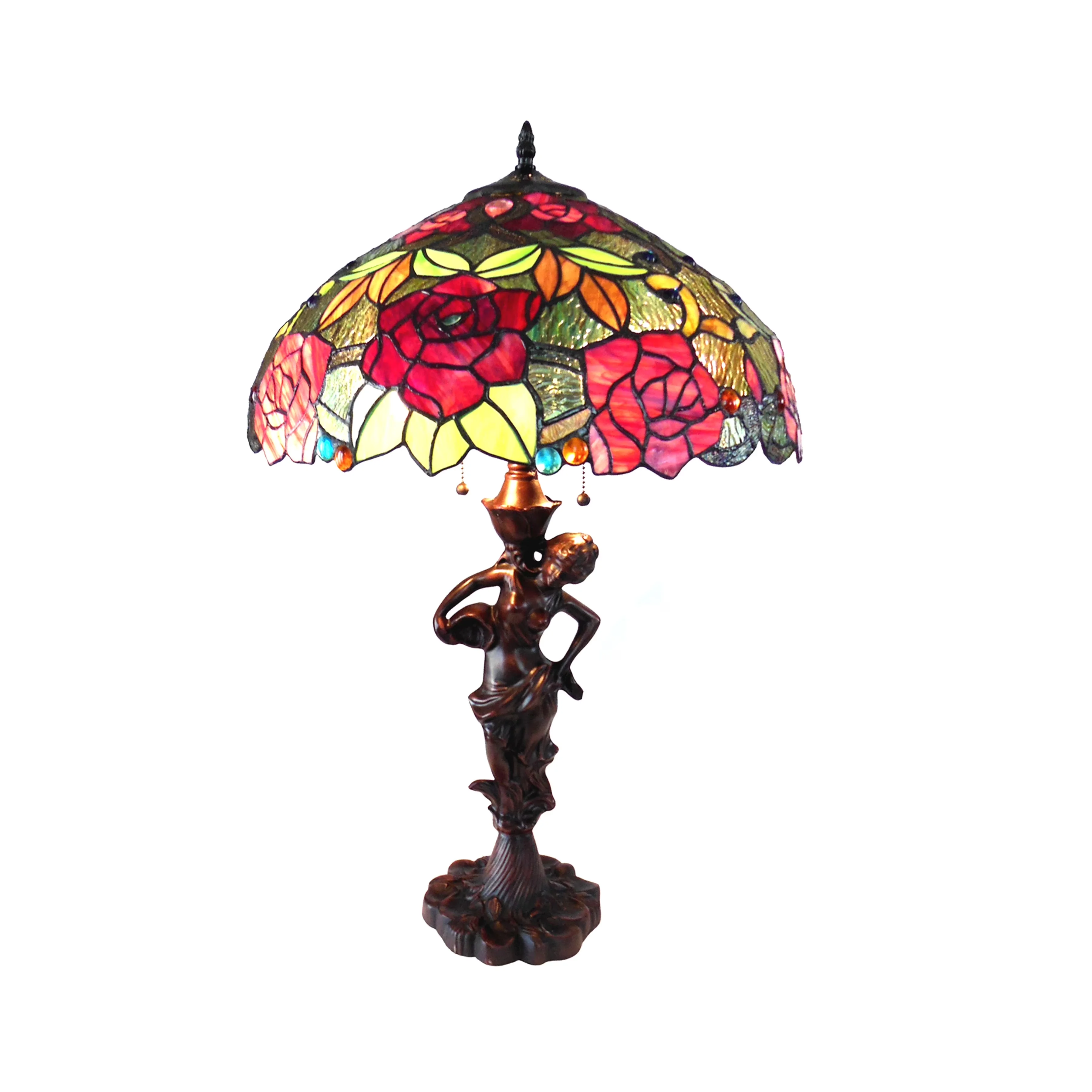 Table Lamp Premium with Incandescent, Tiffany Lamps, Tiffany - Dark Antique Bronze Resin Multicolor Model EAF6CA