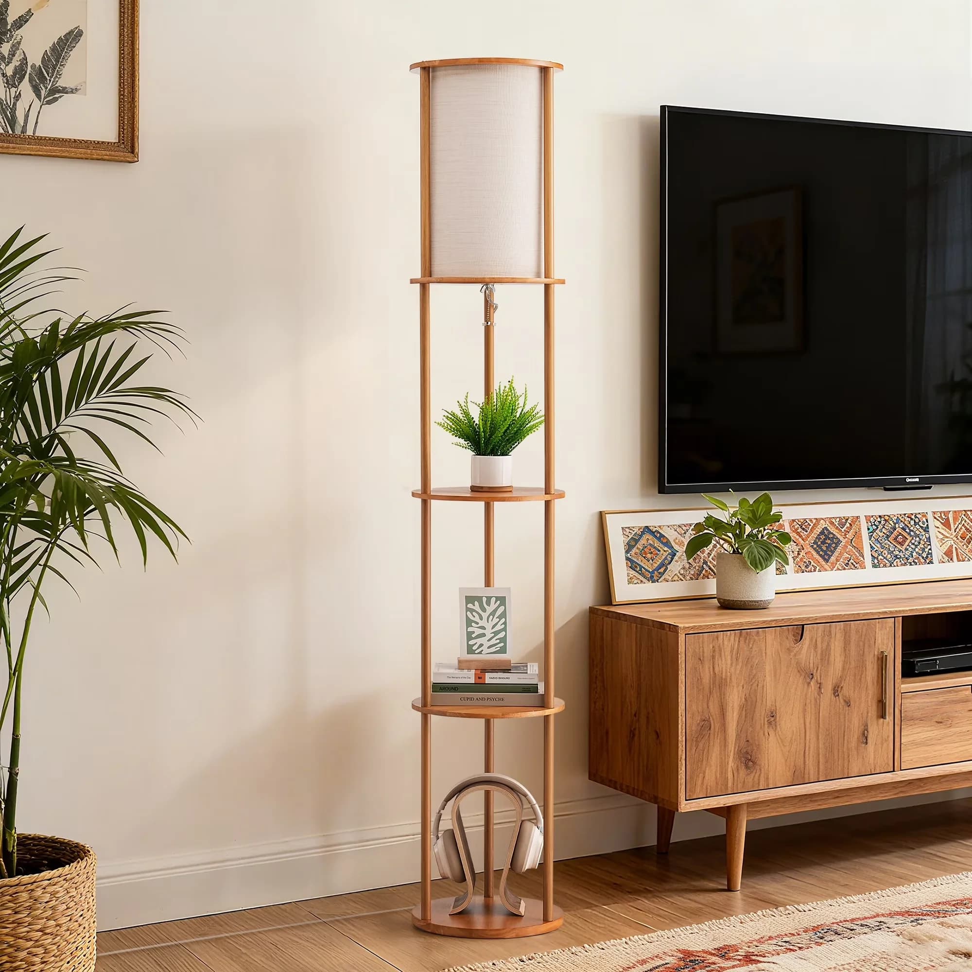 Classic Floor Lamp with LED, Modern, Shelf Lamps - Metal, Wood for Living Room, Bedroom Model 1AC4C2