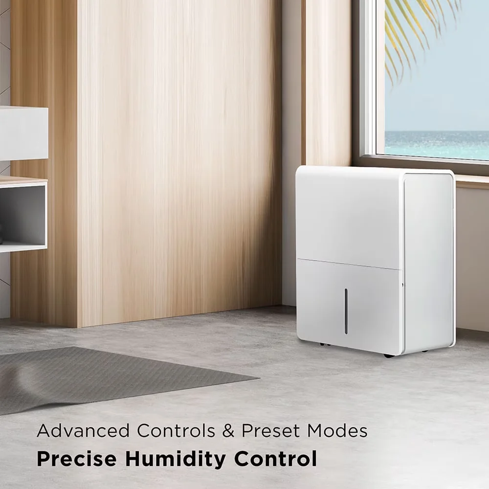 Premium Dehumidifier with Bucket Full Indicator, Perfect for areas up to 4500 sq. ft, 50 pt 4500 sq ft in White - Black Model F4D7A8