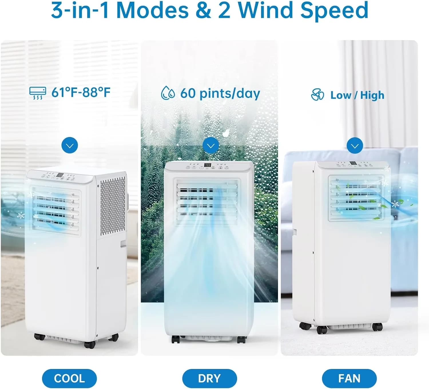 Premium Air Conditioner with LED, 10000 BTU, 10000 BTU Portable - White Model 286426