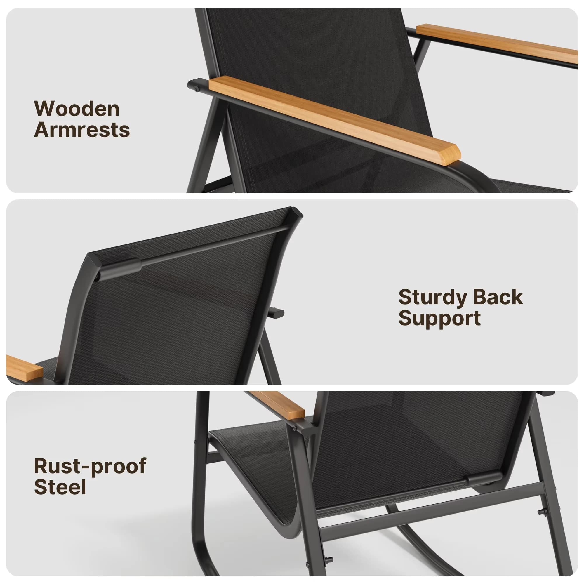 Versatile Patio Conversation Set with Weatherproof, >>Features, Sets - Textilene Fabric,Rust-Proof Steel,Glass Model 9ED807
