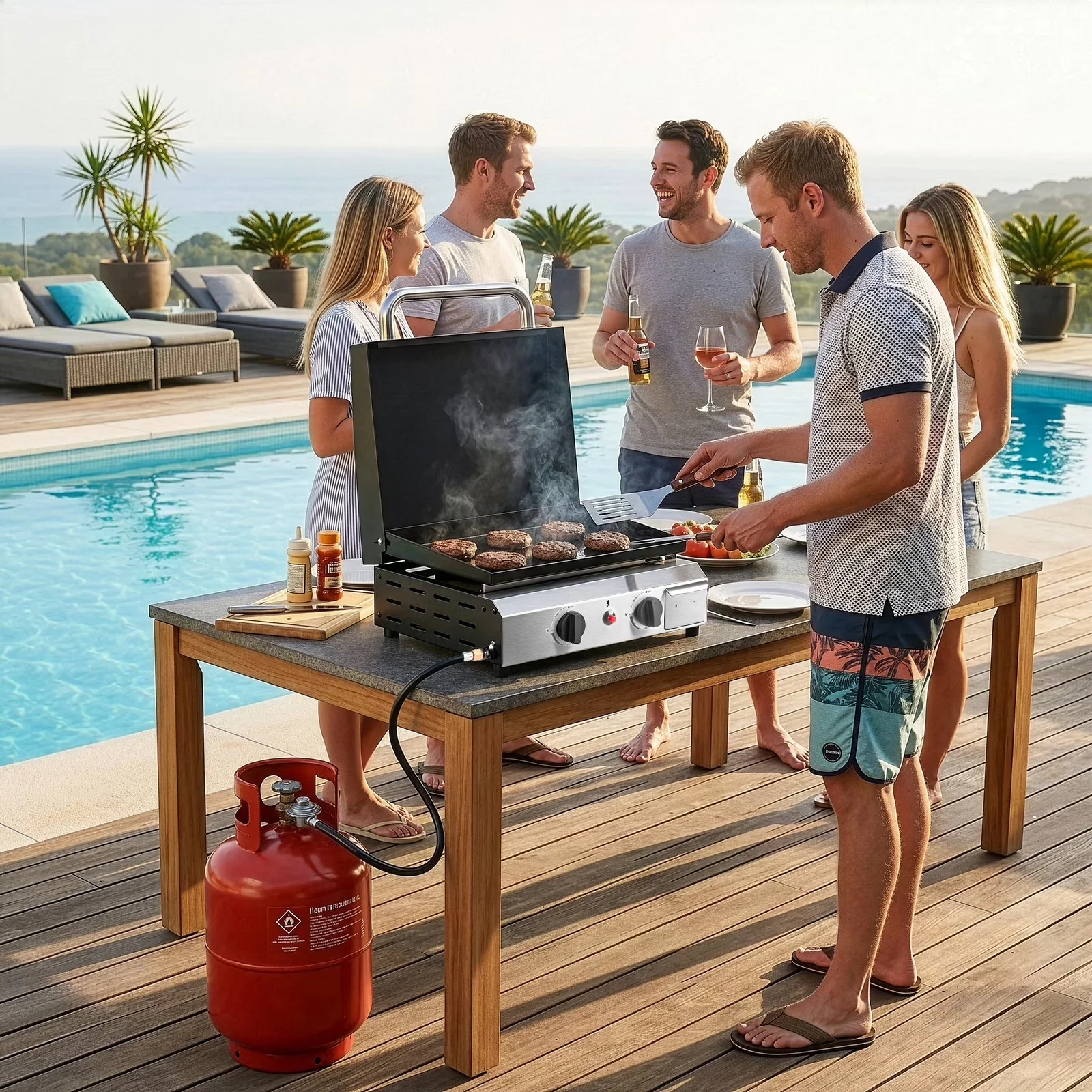 Reliable Flat Top Grill with 20000 BTU, Portable, Table Gas Camping Griddle Portable - Black Stainless Steel Model 6B1F1B
