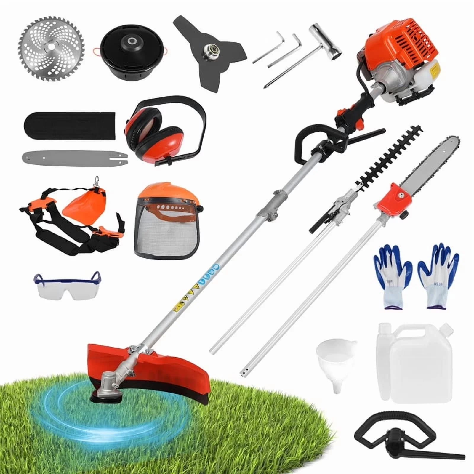 Compact String Trimmer with Attachment Capable, Bevel Adjustment - 5 In 1 Red for Garden Model F47585