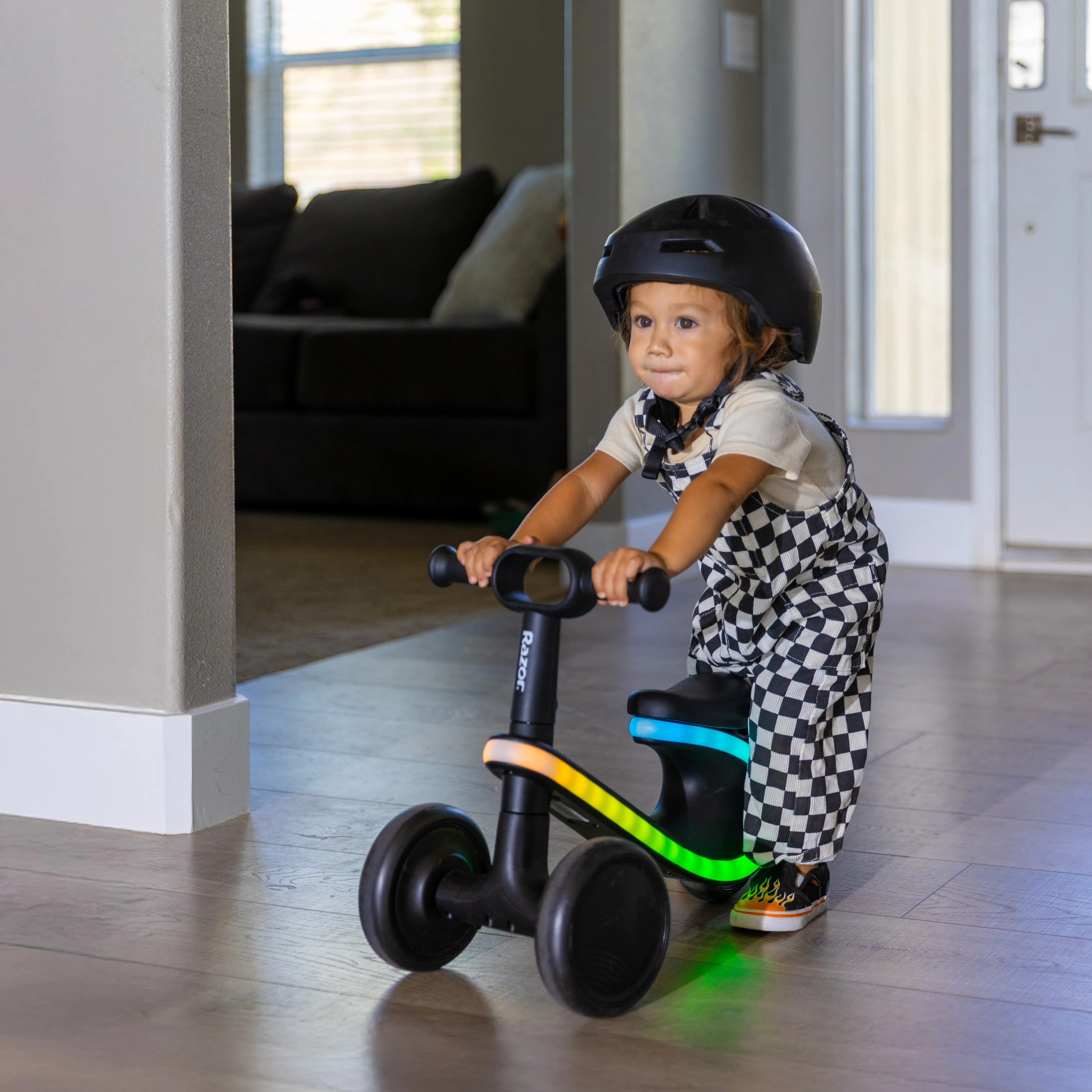 Innovative Kids Bike with LED, Adjustable Seat, Baby Balance - Black Lightwave Model D512E3