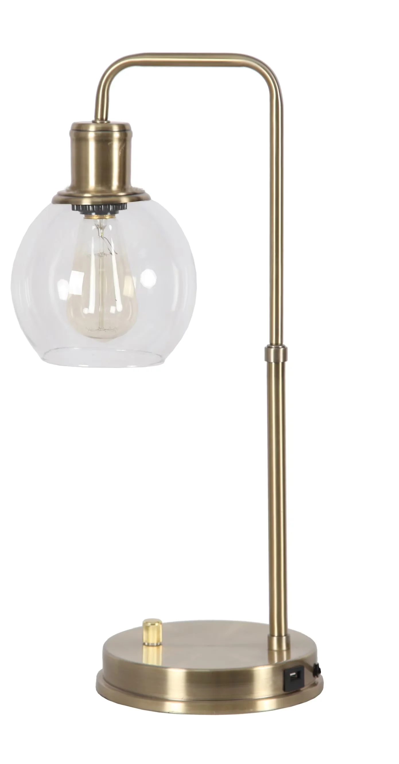 Modern Desk Lamp with Incandescent, Usb Port, Glam - Metal Gold, Clear, Multicolor Model D7C71F