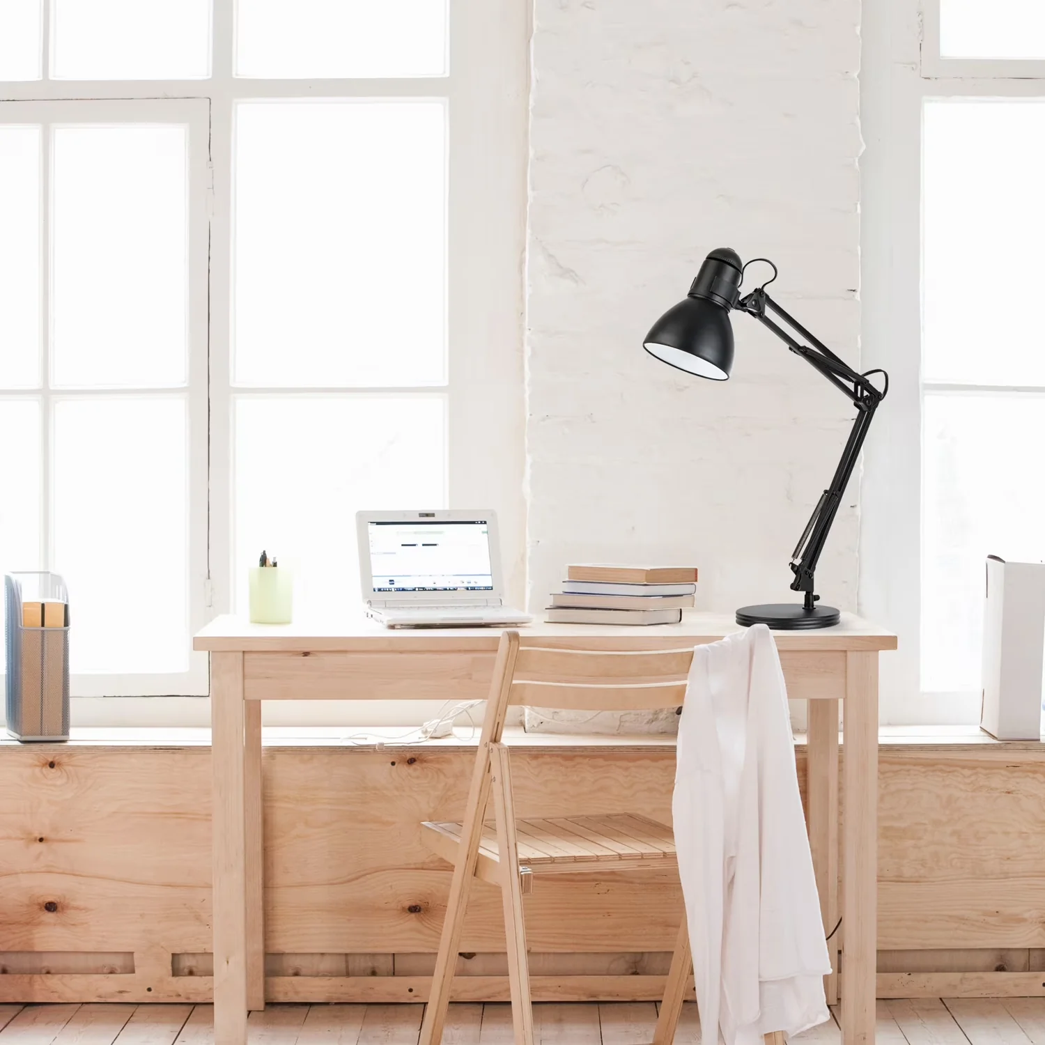 Sleek Desk Lamp with Halogen, Adjustable Head, Architect Lamps - Black Metal Model AF939B