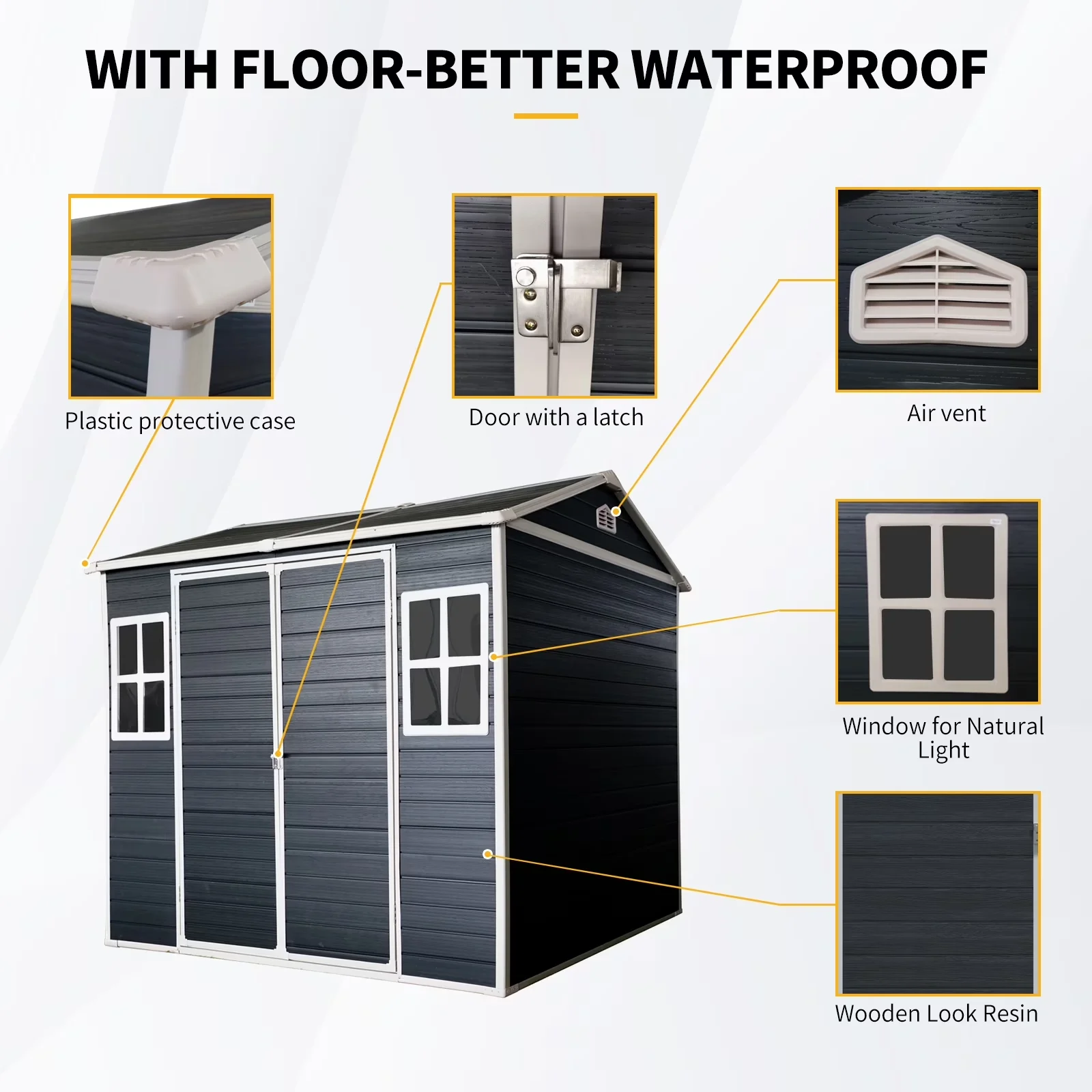 Quality Shed with Uv Resistant, Waterproof, Lockable Door - Resin Black Model 2A5FEA