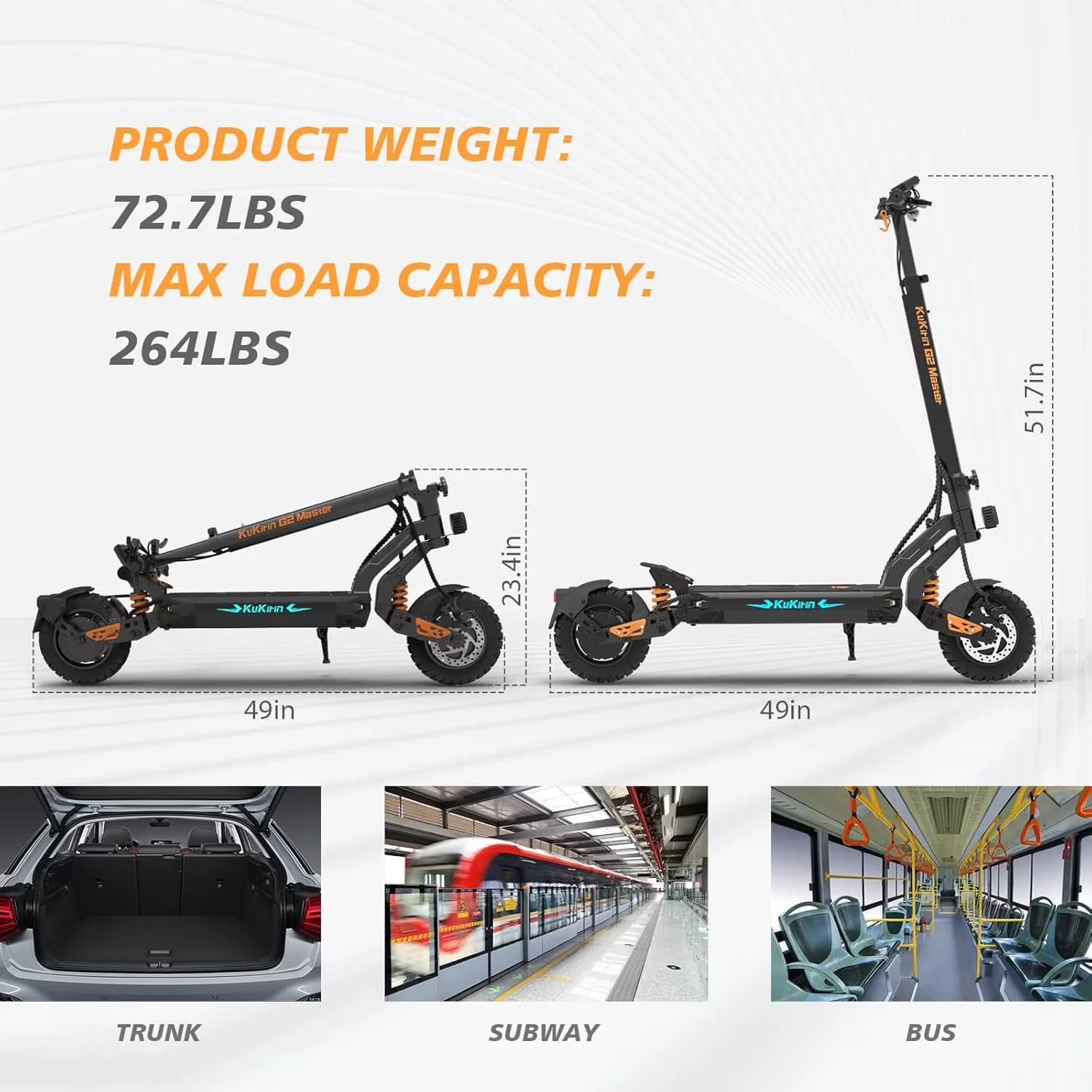 Premium Scooter with 1000W, 52V, G2Master Electric - Aluminum 1081WH - Professional Series Model 13E81A