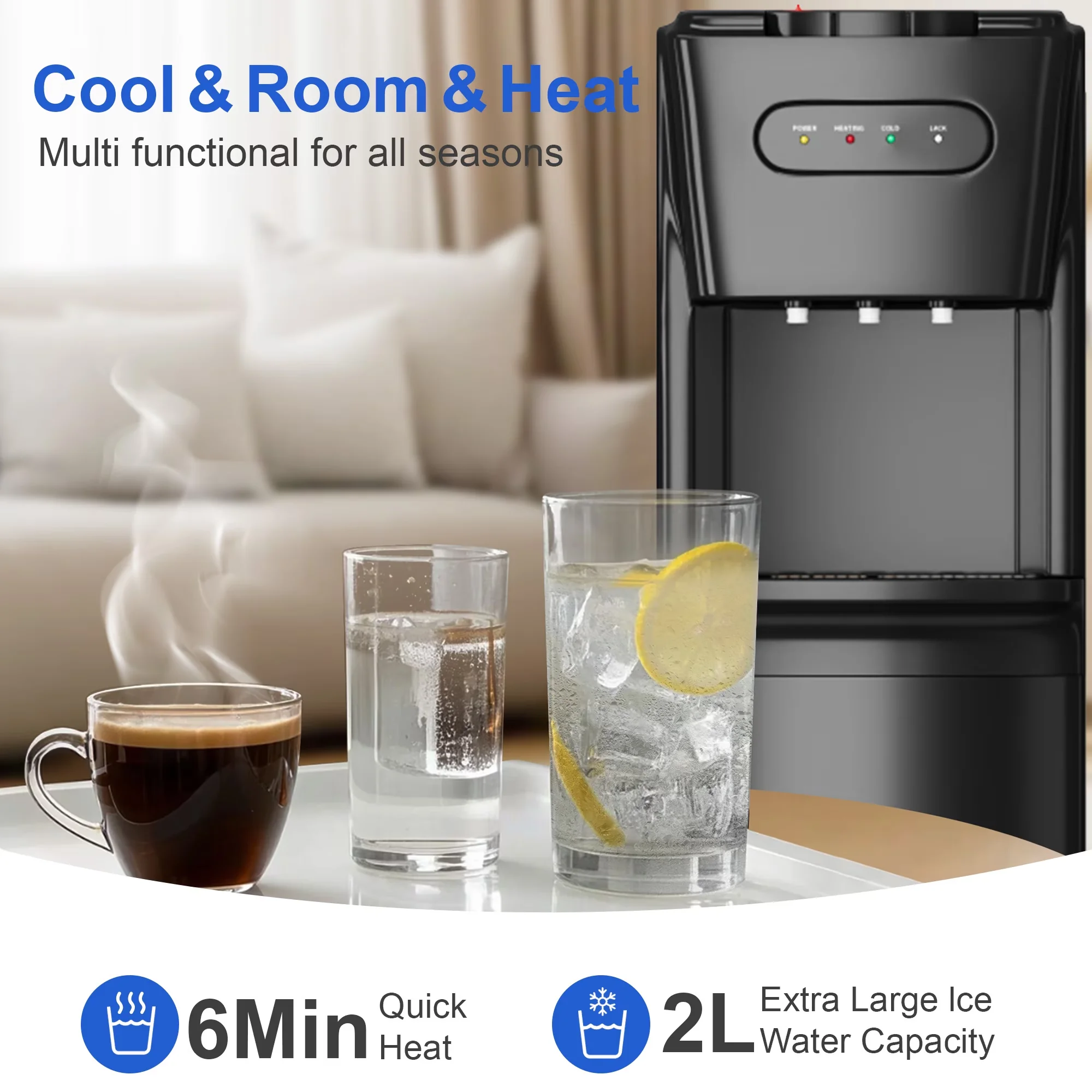 Water Filtration Essential with Energy Saving, Child Safely Lock, Simple Push-Button Operation - Abs Black Model 37E596