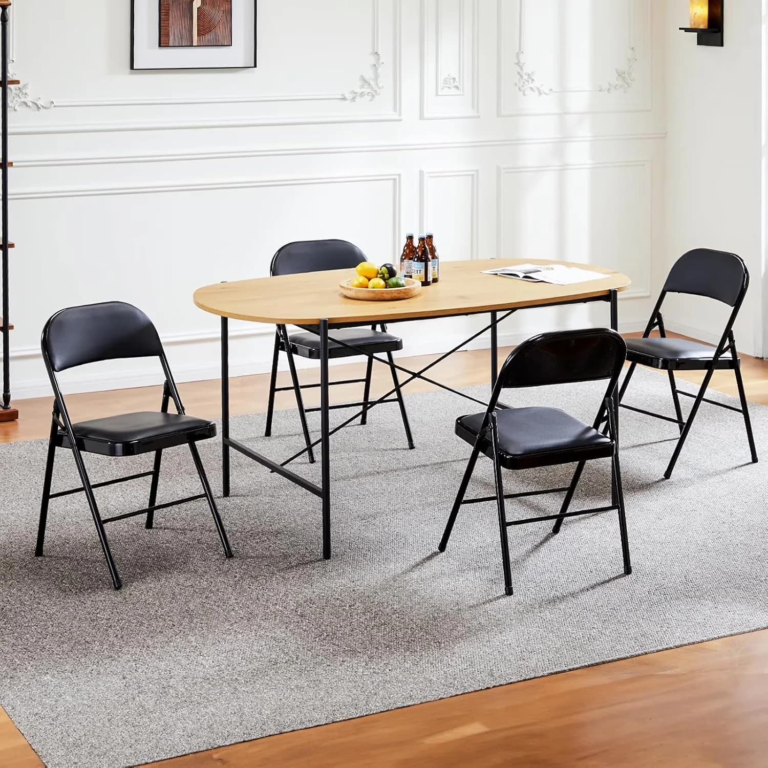 Patio Chair Reliable with Padded, PU Leather Padded Foldable Chairs - Black for Indoor, Outdoor Model 35AB80