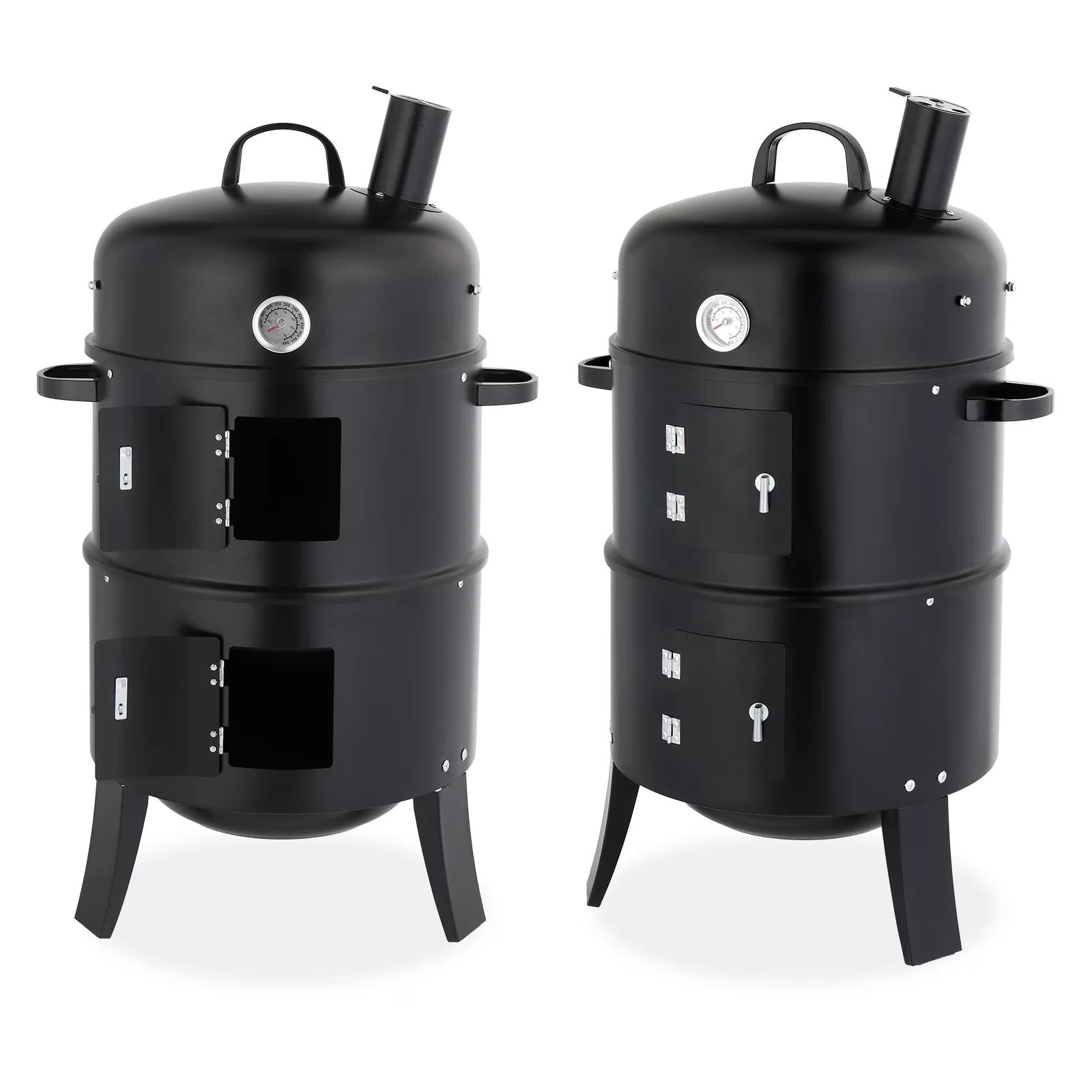 Classic Smoker with Rust Resistant, Black Cylindrical Outdoor - Black Iron Model 79D606