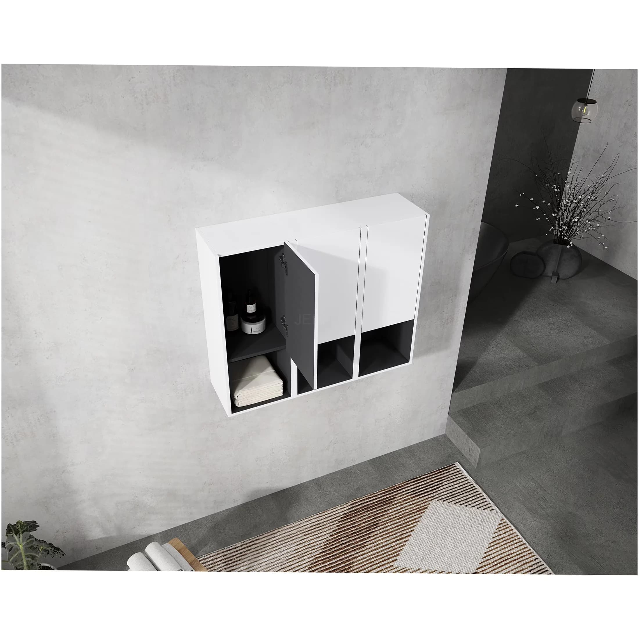 Durable Garage Storage Supply with Soft Close Doors, Modern, Freestanding White Plywood Vanity Unit - Plywood White Model 11A144