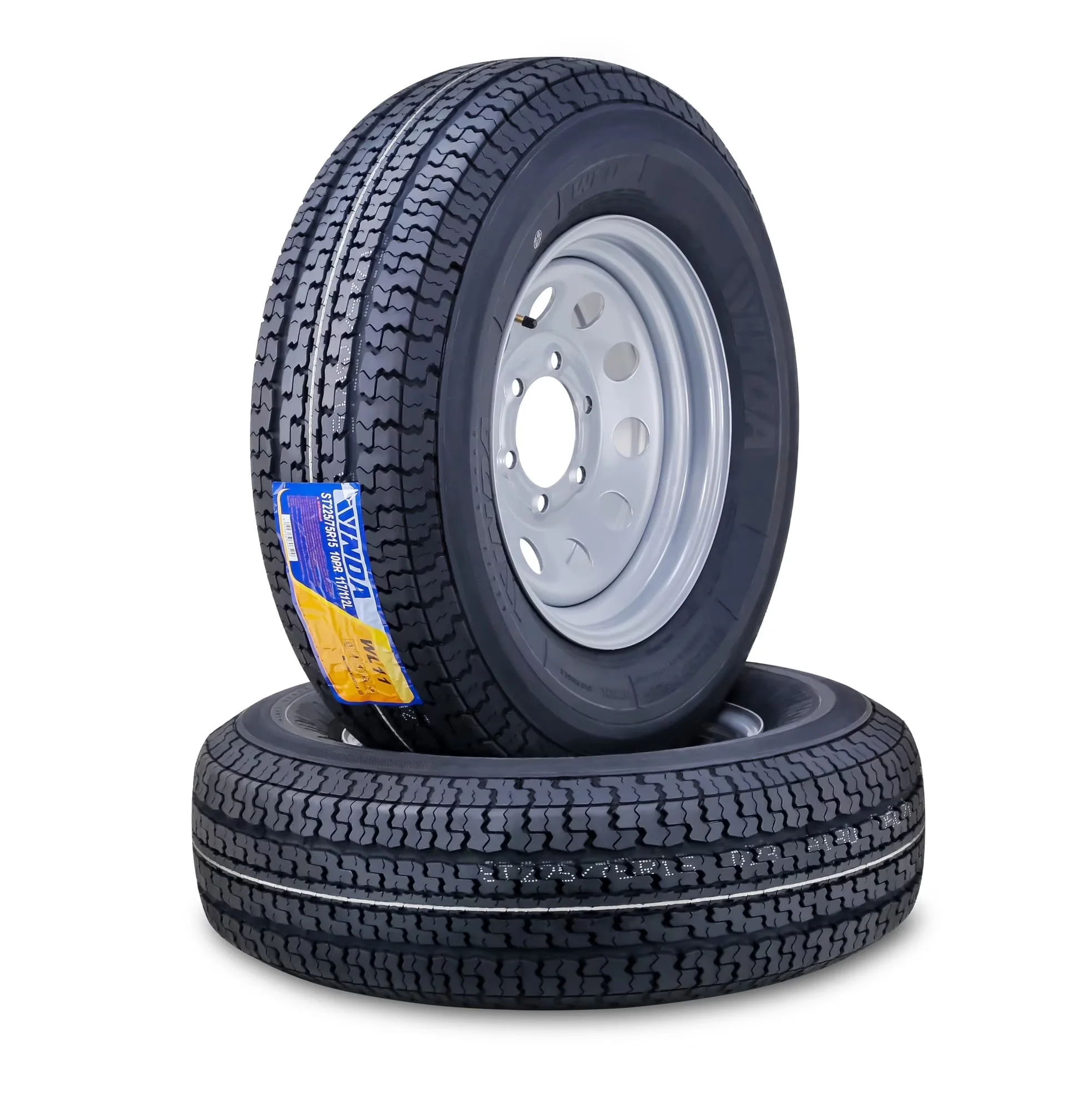 Durable Trailer Tire with Durable Construction, SET 2 - ST225 - Long-Lasting Performance Model 7056BC