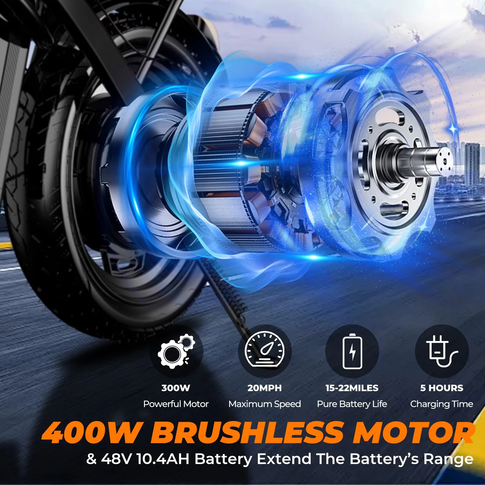 Reliable Electric Bike with Battery, 750W, 48V - Black - Space-Saving Design Model B1D481