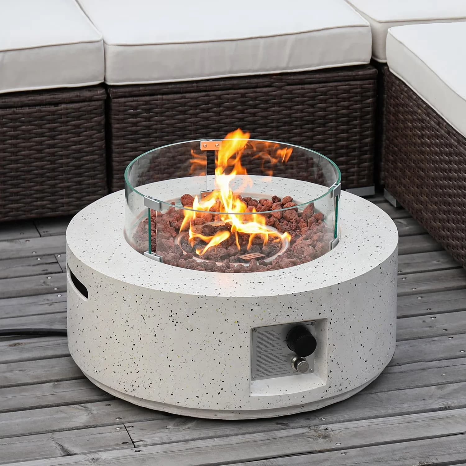 Professional Outdoor Heating with 40000 BTU, Water-Resistant, Free Lava Rocks and Rain Cover - Mgo Composite Red Model 08C171
