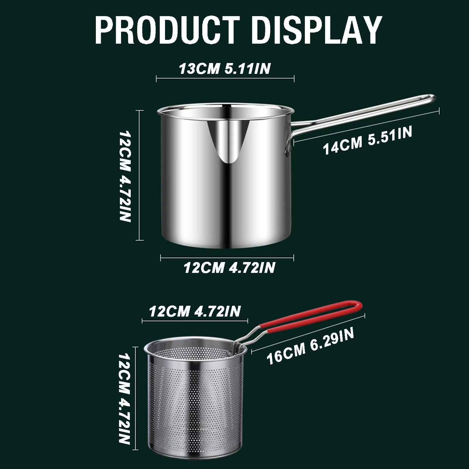 Compact Outdoor Fryer with Heat Resistant Handle, Silver - Silver Stainless Steel Model 22678C