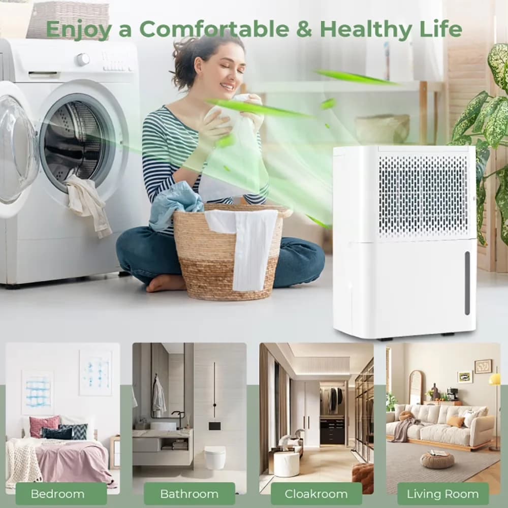 Efficient Dehumidifier with Rated Frequency:60Hz, 2000 Sq. Ft 32 Pint - White for Large Model 1CF4B8