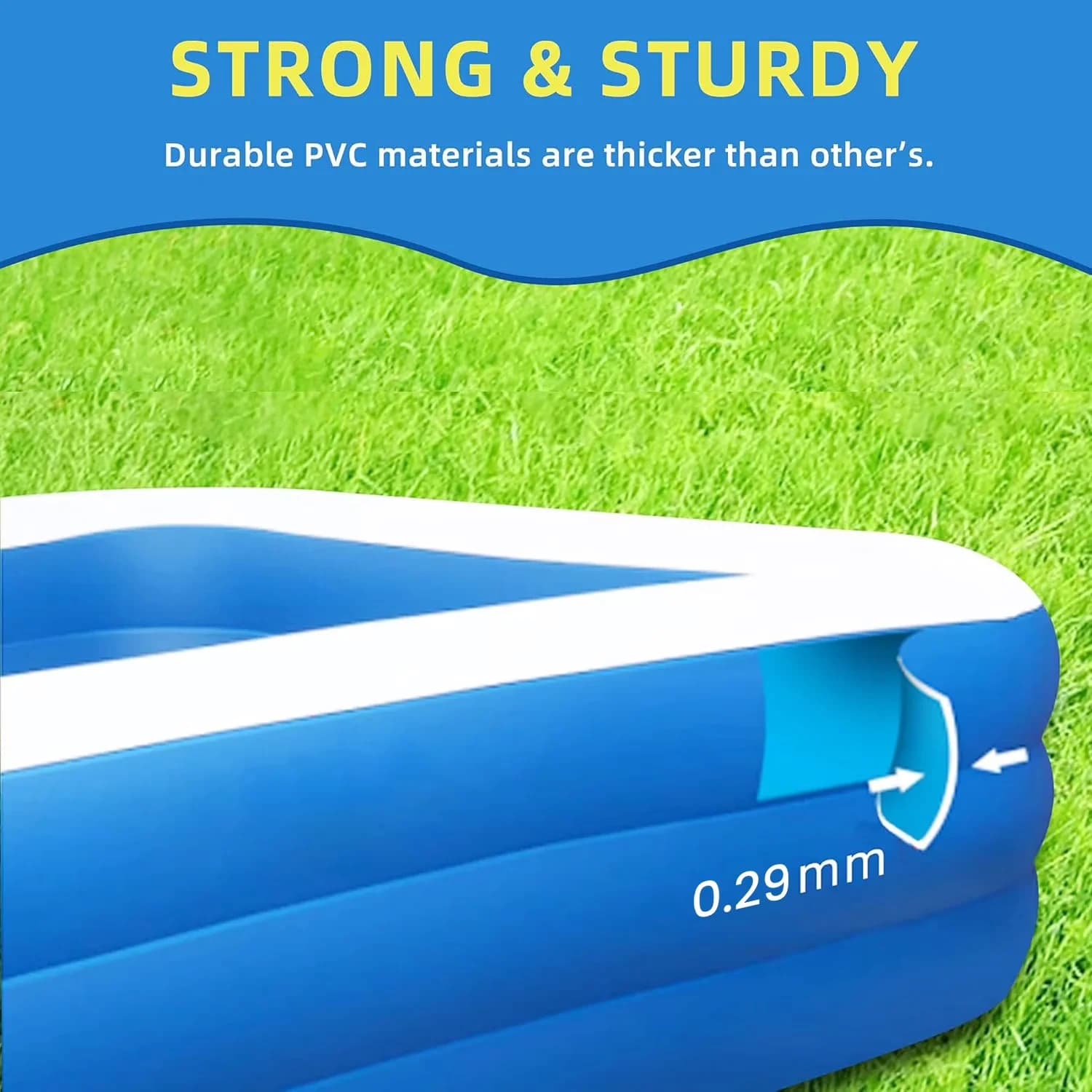 Versatile Inflatable Pool with Corrosion Resistant, Thickness:0.29 mm - Blue Model 496BA2