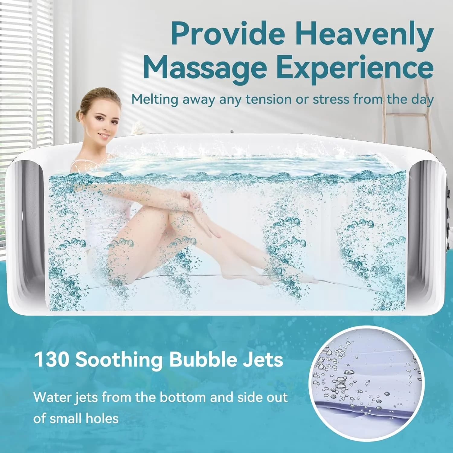 Hot Tub Sleek with Insulated, 130 Air Jets, 4-6 Person Inflatable - Black Model 11BFFA