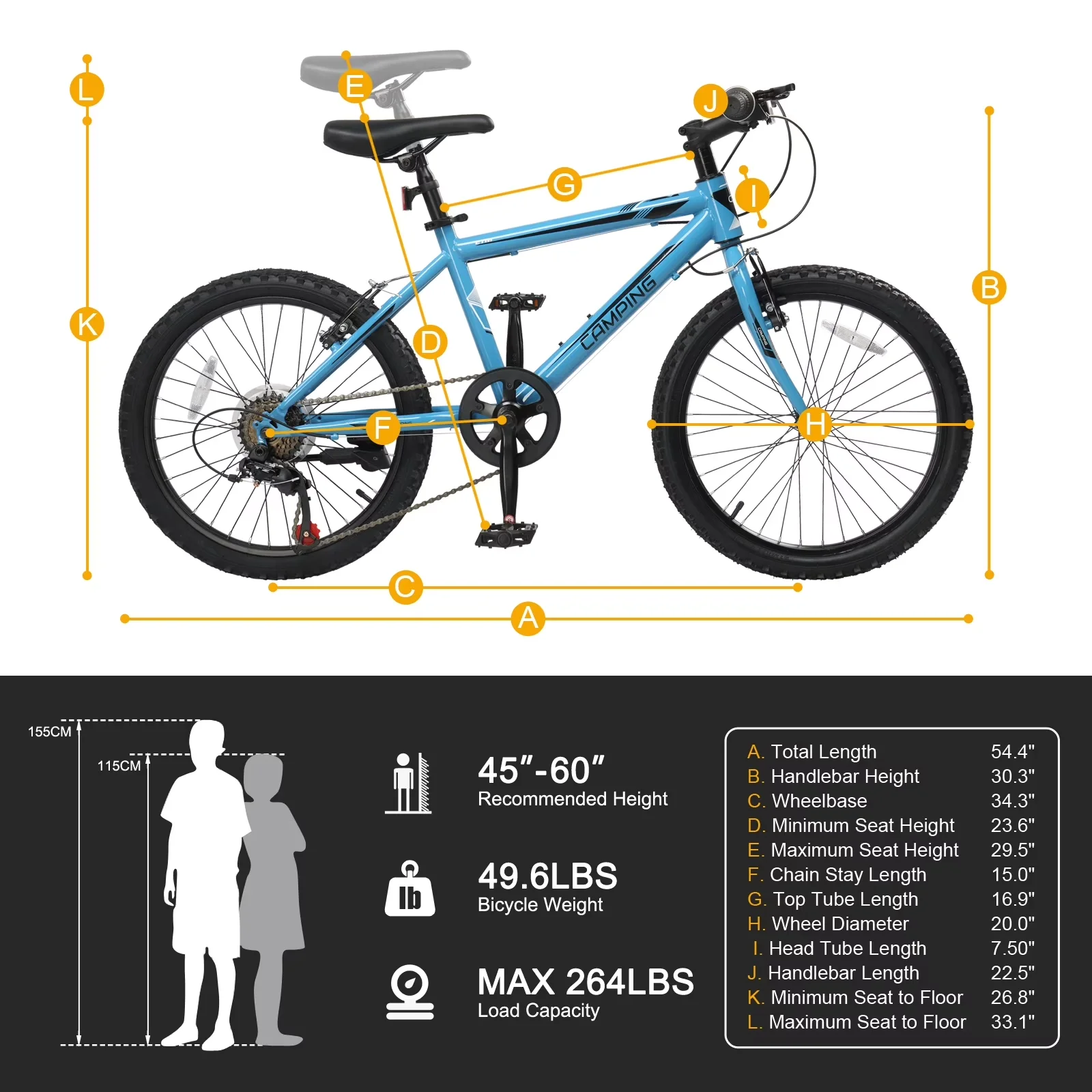 Modern Kids Bike with Adjustable Handlebar Height, Lightweight, Compact - Blue Model 88436A