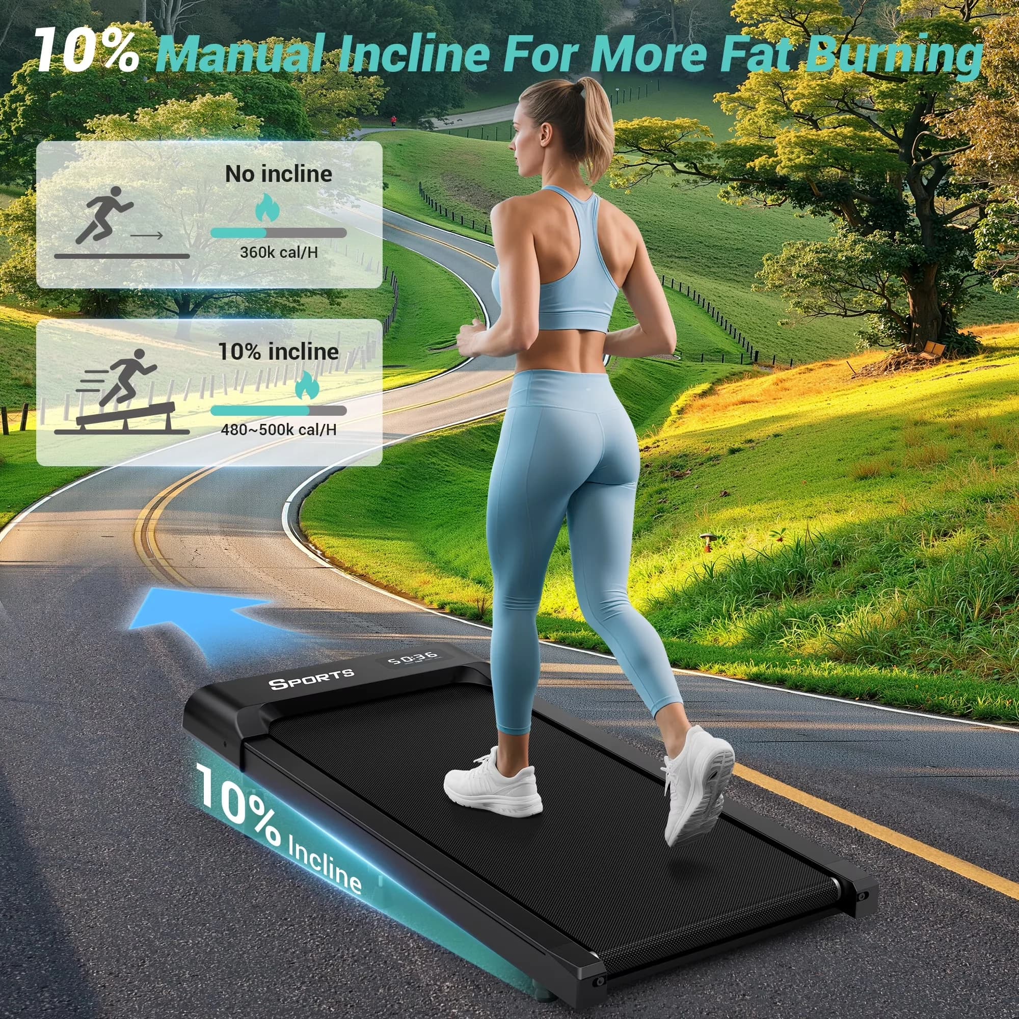 Reliable Home Gym with LED, Compact, Walking Pad - Black for Home Office Model ABC027