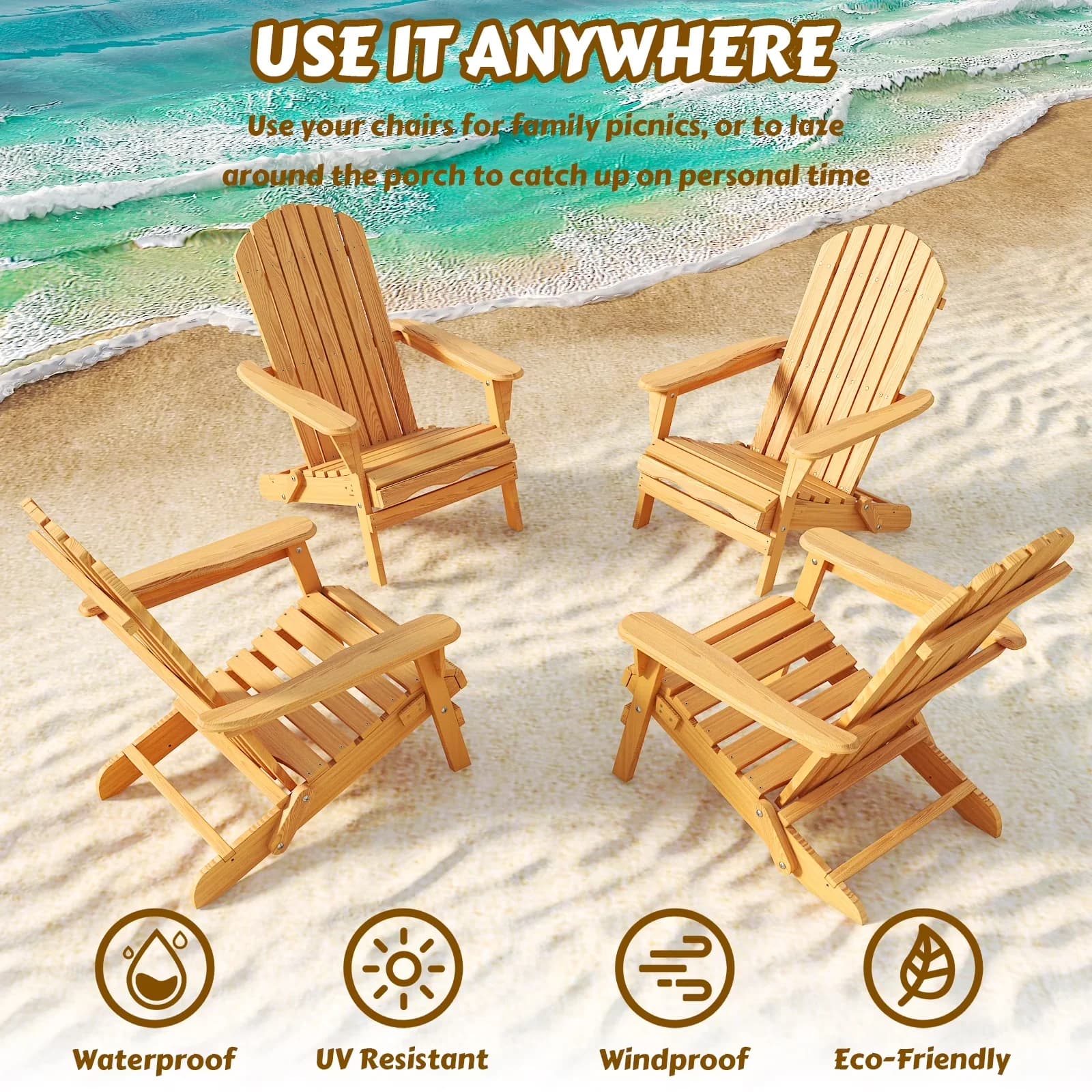 Patio Chair Efficient with Folding, Material: Fir Wood., Weight: 16 lbs / 7.3 kg. - Fir Wood Brown Model 8F0344