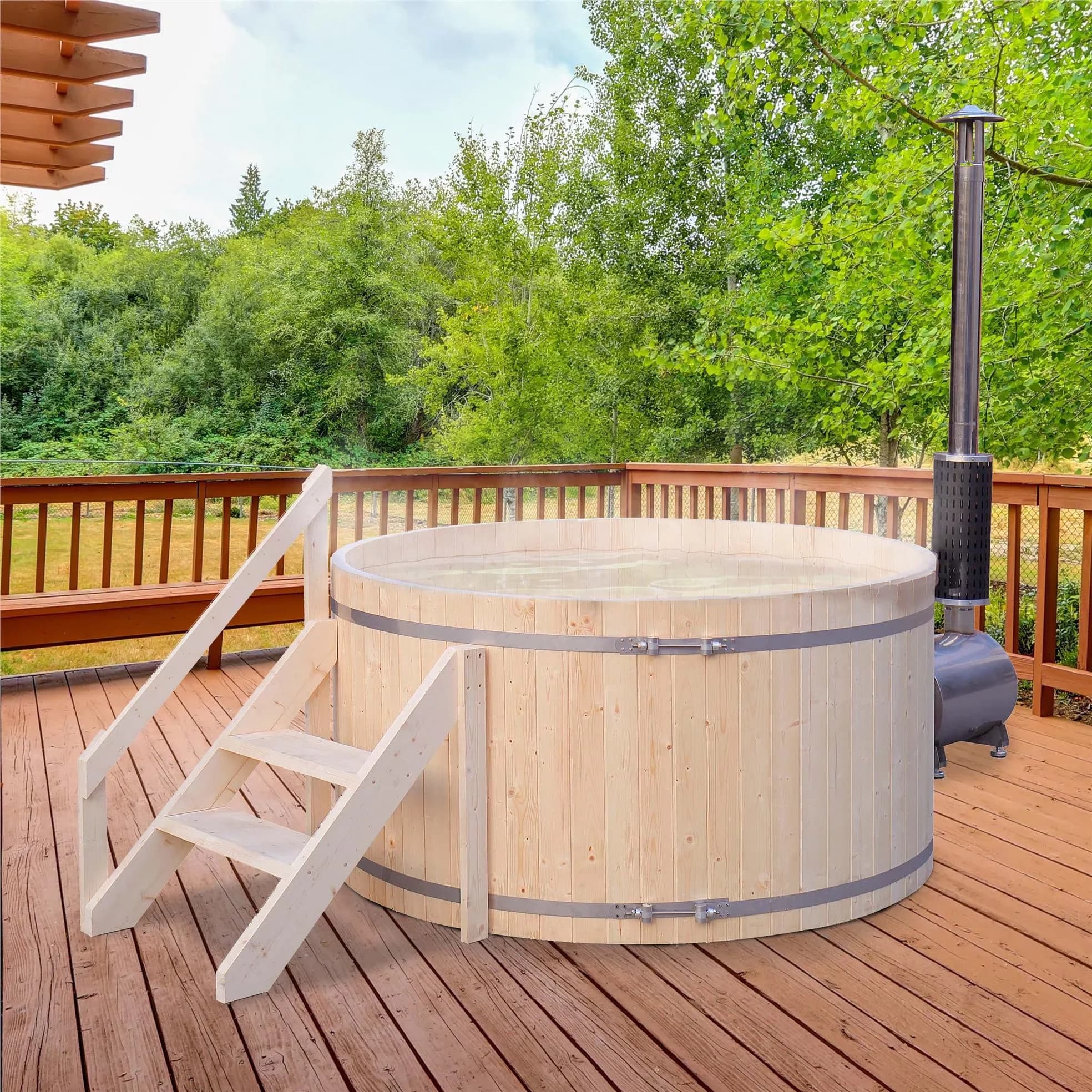 Hot Tub Essential with Energy Efficient, Wooden paddle included to stir water, Wood-Fired Heater - Beige Model 2843E6