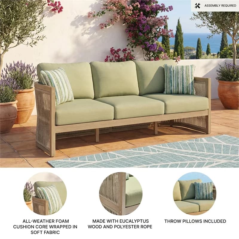Professional Outdoor Sofas Sectional with Weather-Resistant, Cushion, 5-step protective coating process - Green Polyester Model BDB395