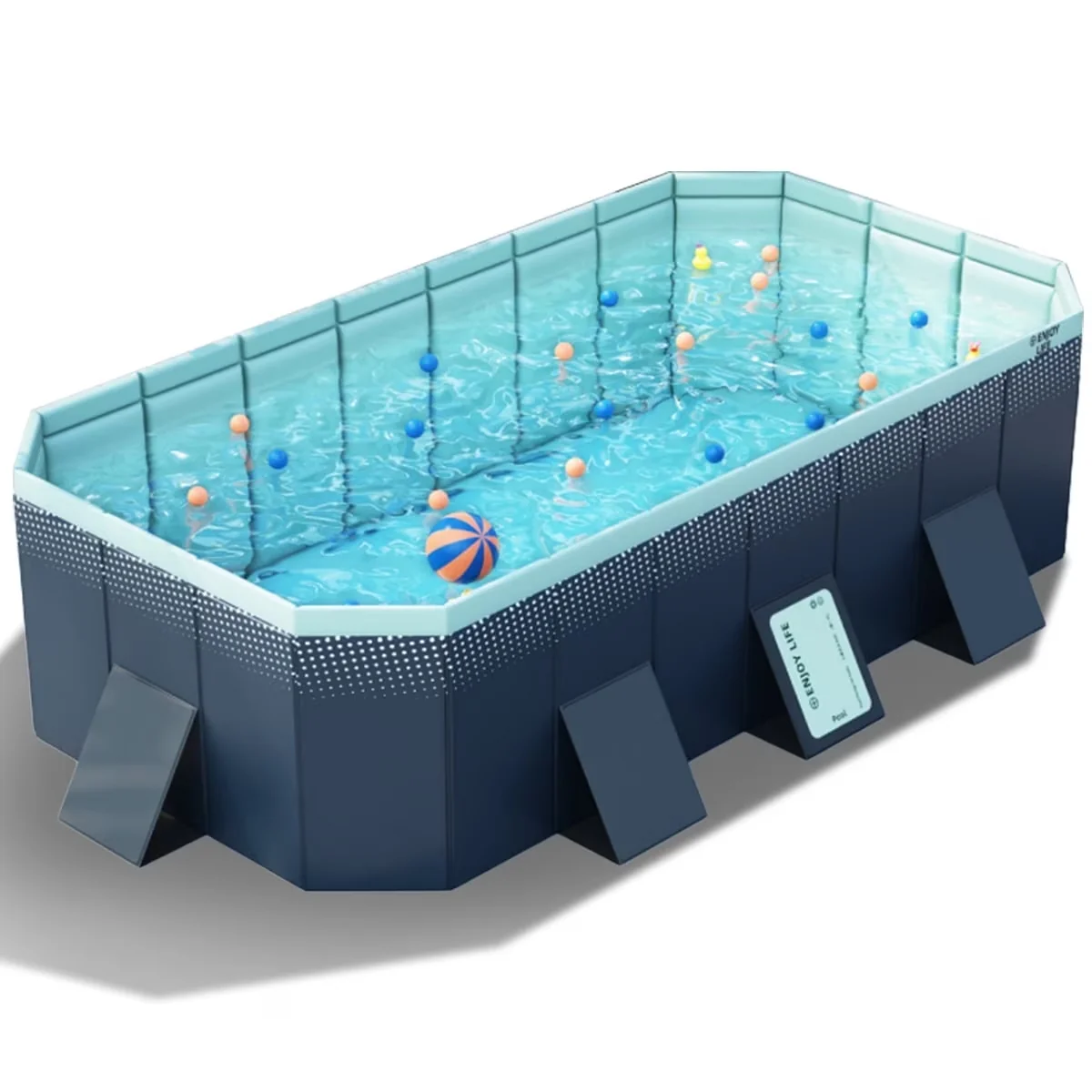 Versatile Inflatable Pool with Puncture Resistant, Blue, Foldable Swimming - Blue Model 75997E