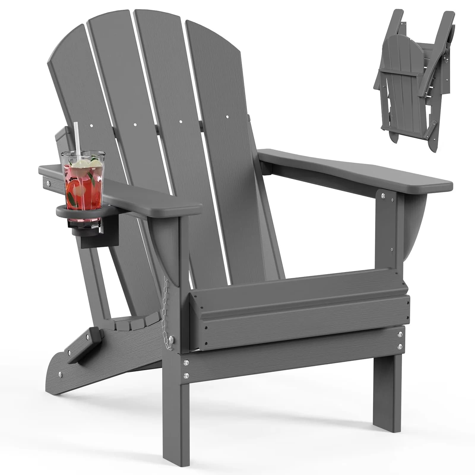 Versatile Patio Chair with Weather-Resistant, Folding, Waterproof - Hdpe Gray Model 4A9CFC