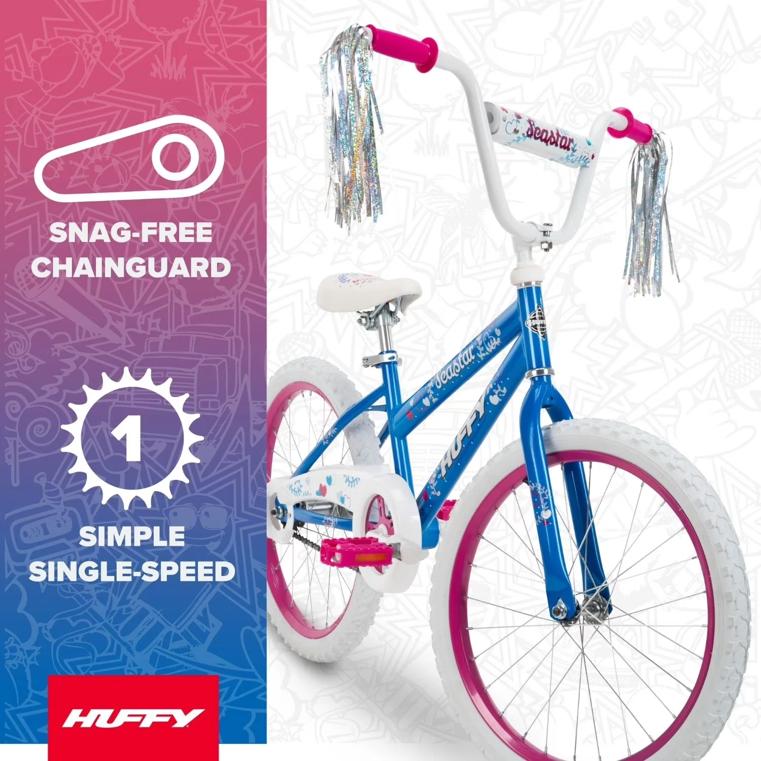 Kids Bike Premium with Adjustable Seat Height, Adjustable Seat, 20" Sea Star Kids' - Blue Model C4E611