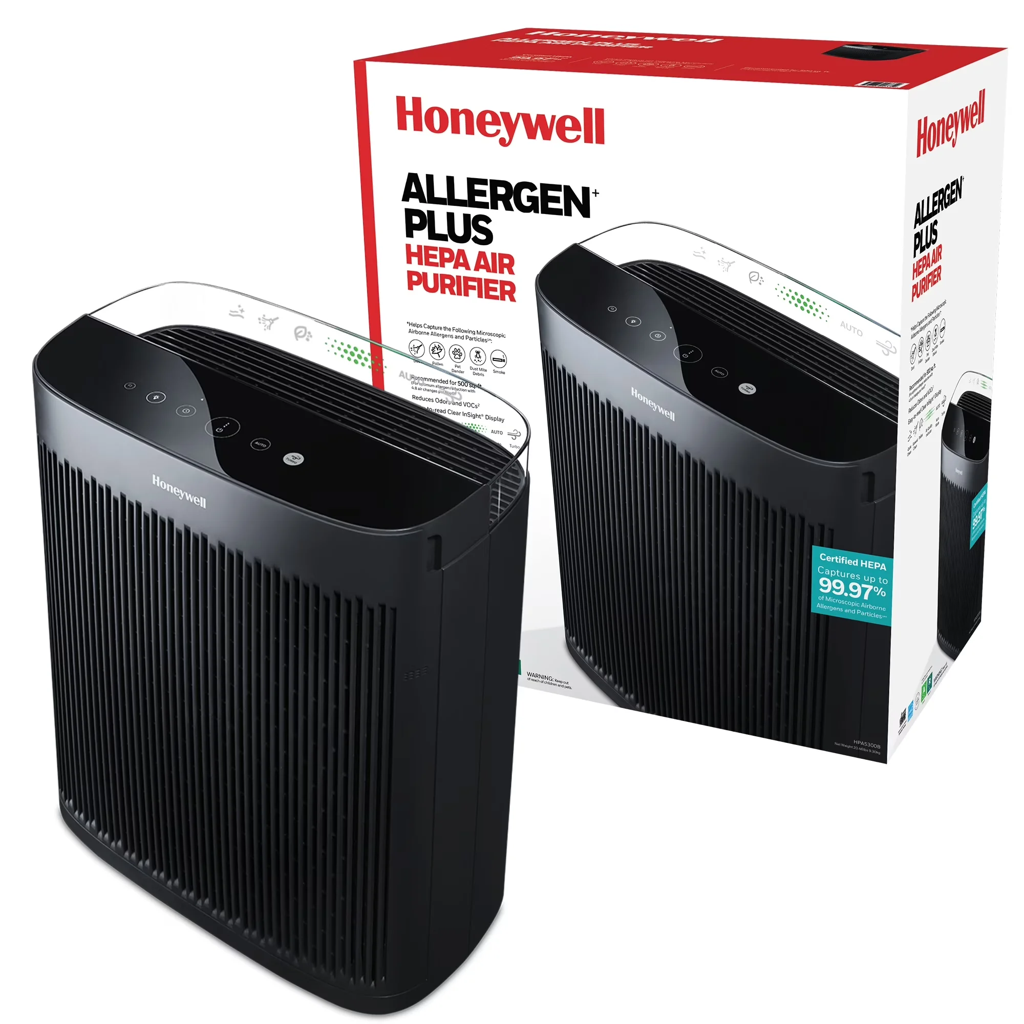 Compact Air Purifier with Variable Speed, Filter Change Indicator - Black for Home Model E63F7B