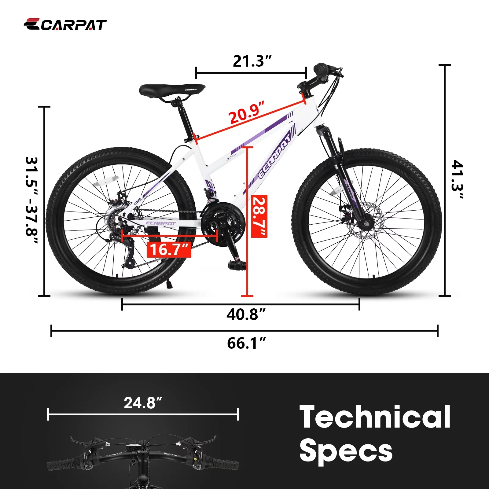 Mountain Bike Premium with Features a 26-inch wheel size., 26 inch, Constructed with a durable steel frame. - White Model 96CD3F