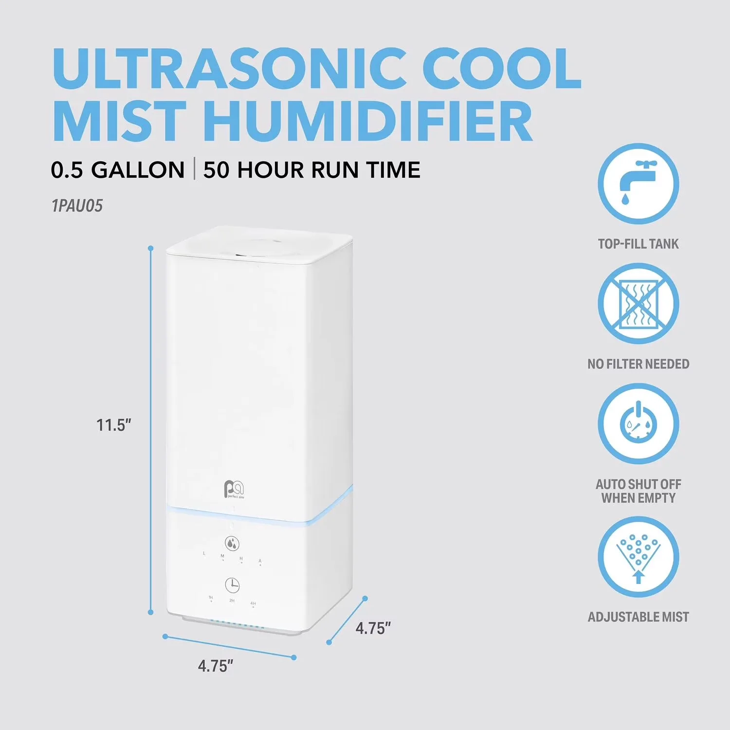 Humidifier Durable with Water Level Indicator, Timer - White Aire - Long-Lasting Performance Model 5C6591