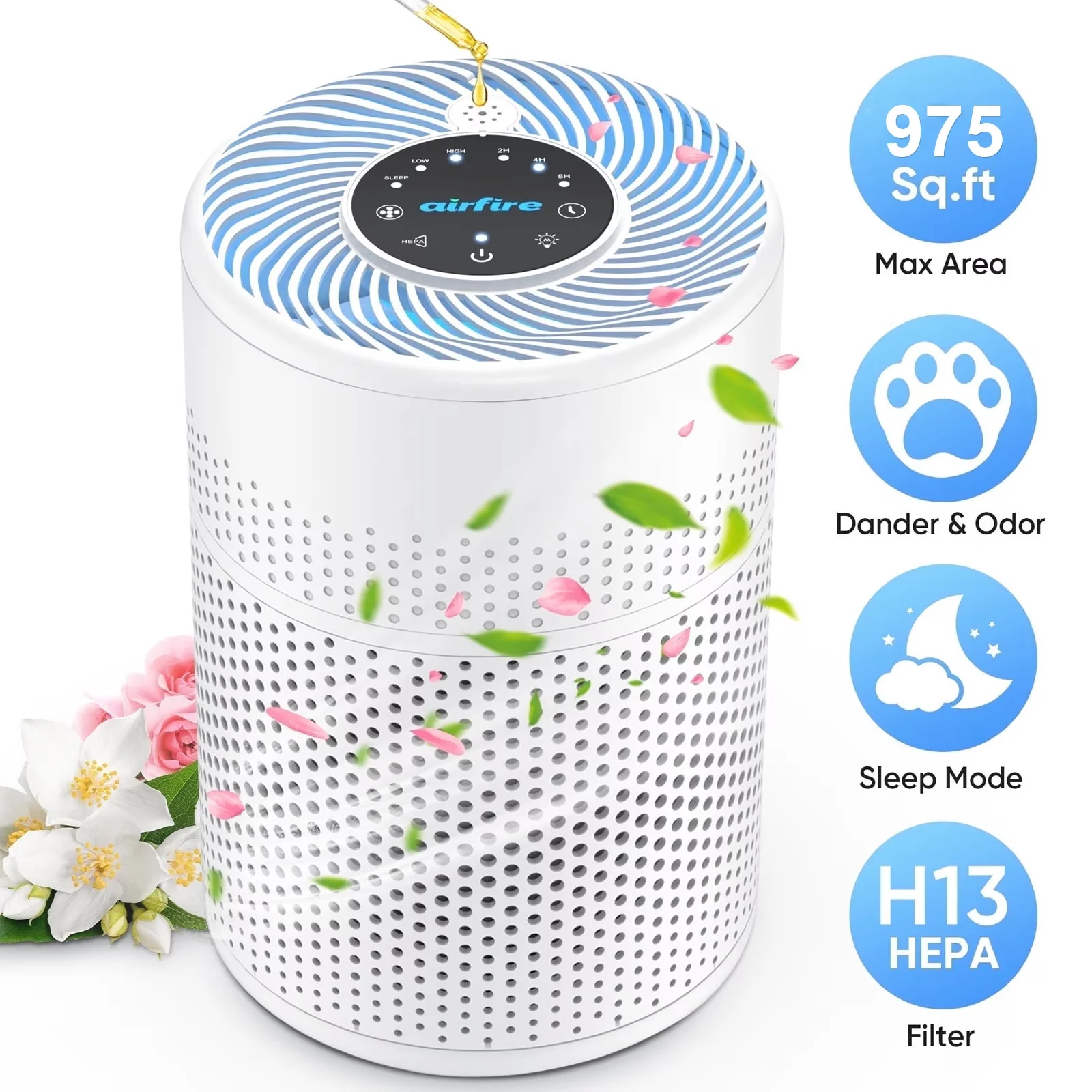 Essential Air Purifier with Automatic Shut-Off, Variable Speed, Filter Change Indicator - White for Home Model A5A932