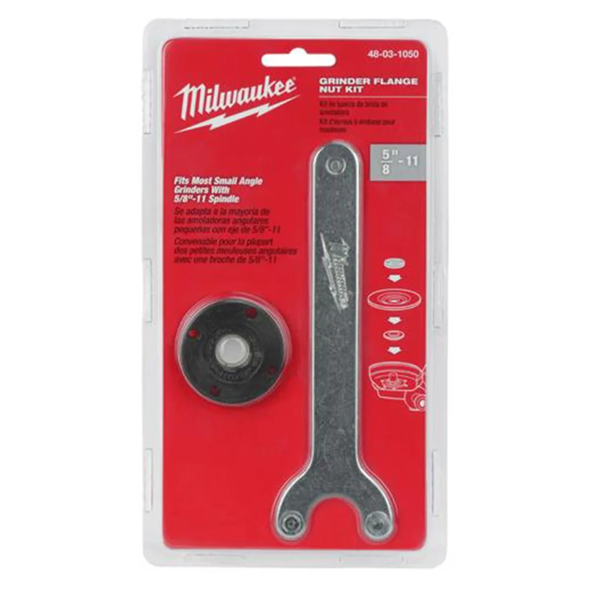 Hand Tool Compact with Includes Wrench and Nut, Grinder Flange Nut Kit - Black Model 7A4B51