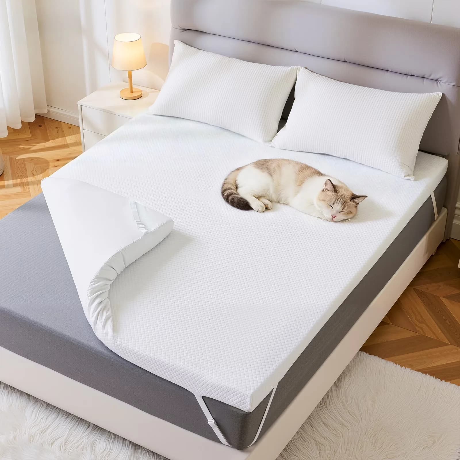 Professional Mattresses Accessory with Removable Cover, Breathable Construction - Gel Memory Foam With Removable Cover White Model E5A0DF