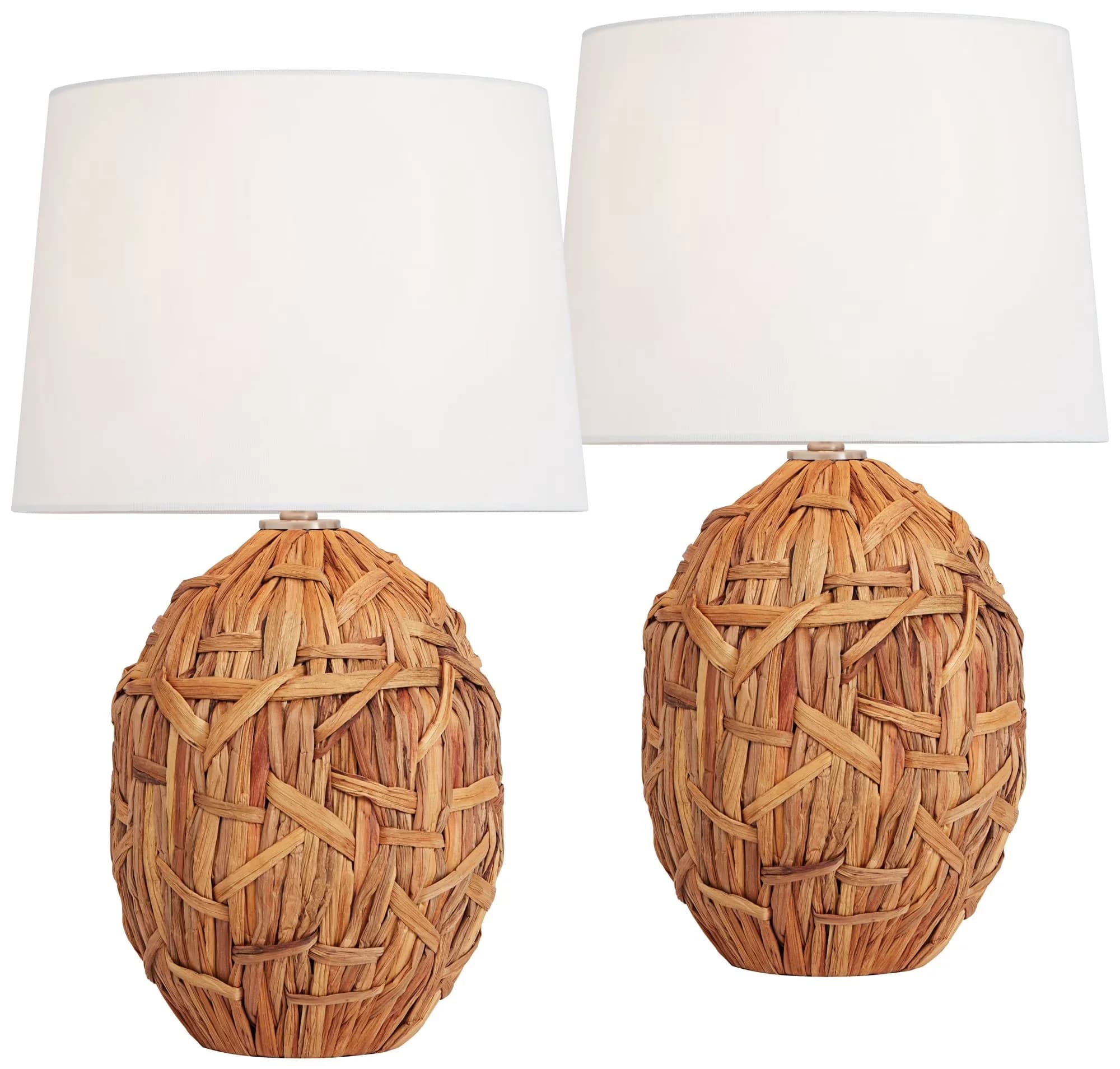 Classic Lamp Set with Incandescent, Coastal - Seagrass Brown Nantucket Model 252F29