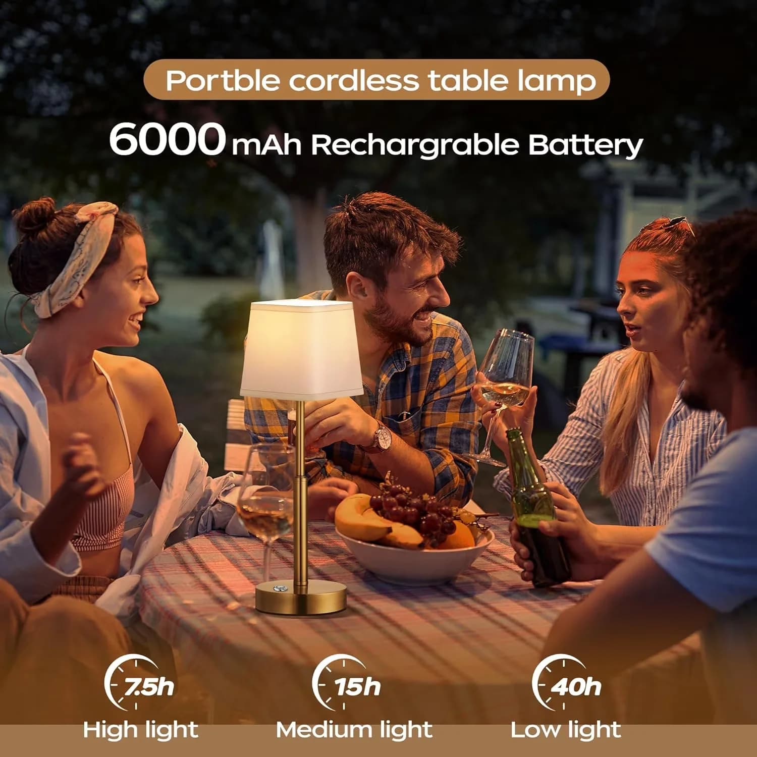 Sleek Lamp with LED, Battery, 16" Mini Table - Gold Metal for Bedroom - for Daily Use Model 67CF59