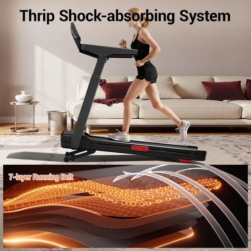 Innovative Home Gym with Foldable, Adjustable, 15% Treadmill Auto Incline - Black Metal Model AB3AE9