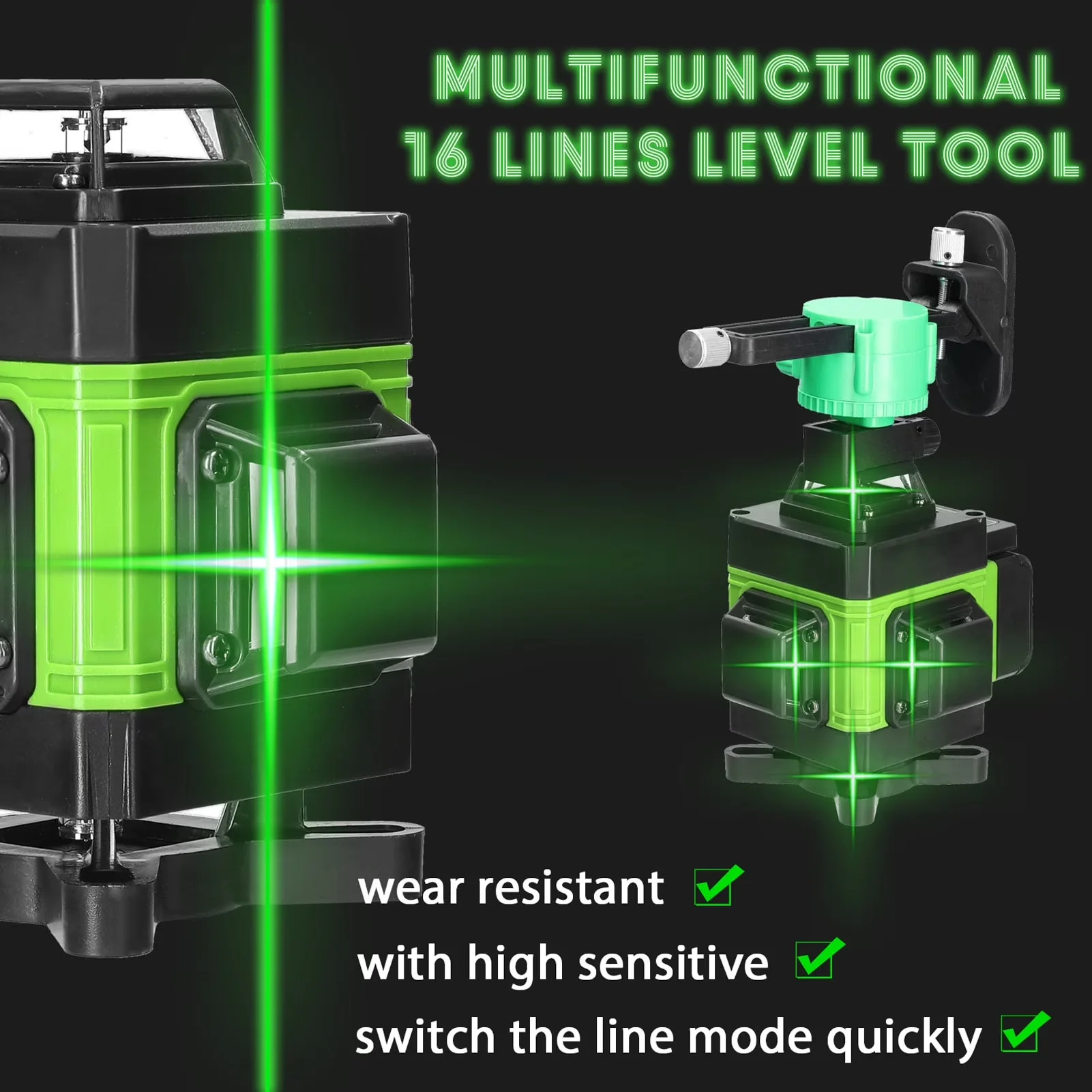 Durable Measuring Layout with Battery, Magnetic, Remote - Green Plastics+Metal for Indoor, Outdoor Model F1CCB4