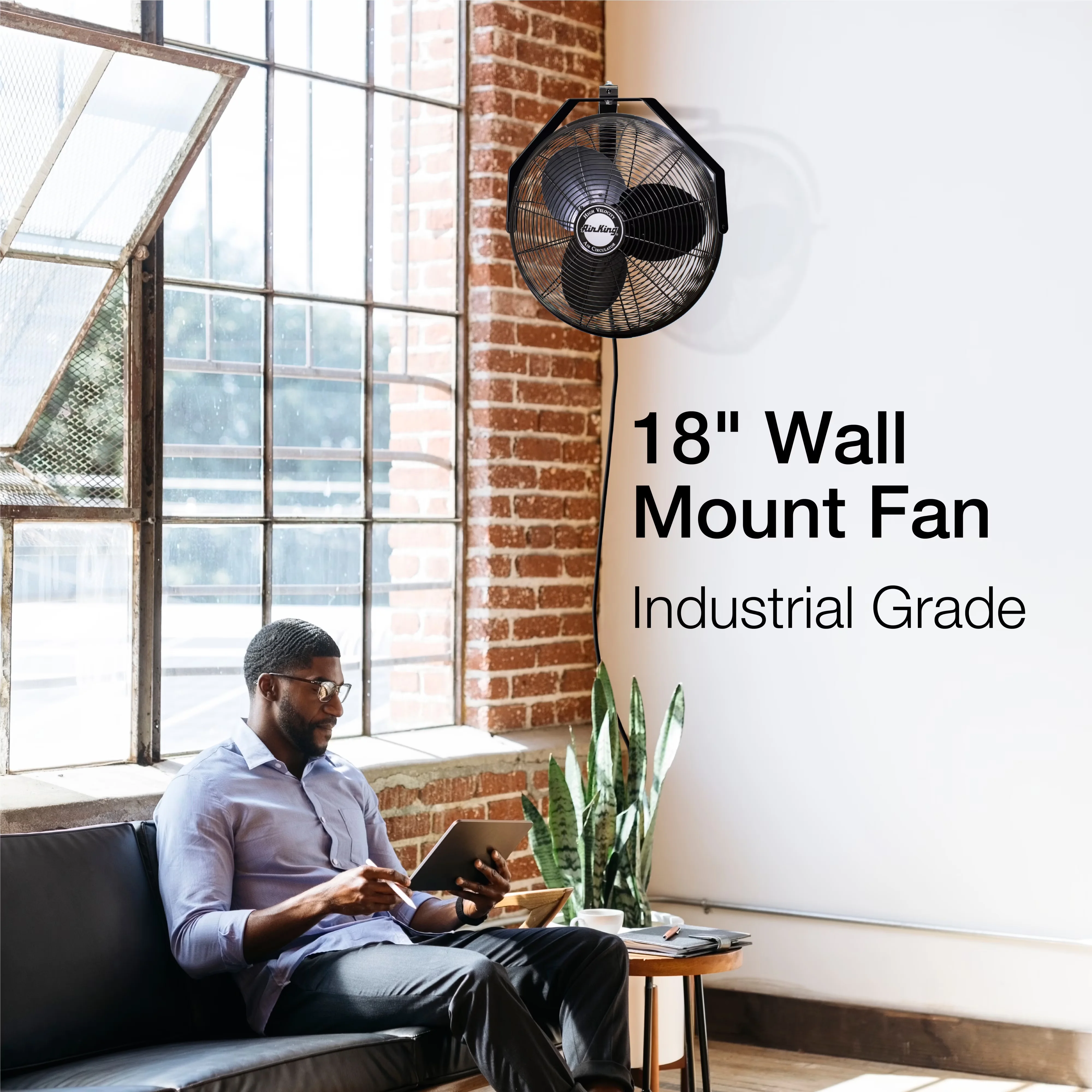 Durable Fans In Cooling with Tilt Mechanism, 28" H, Black - Black Steel Model 3732E9