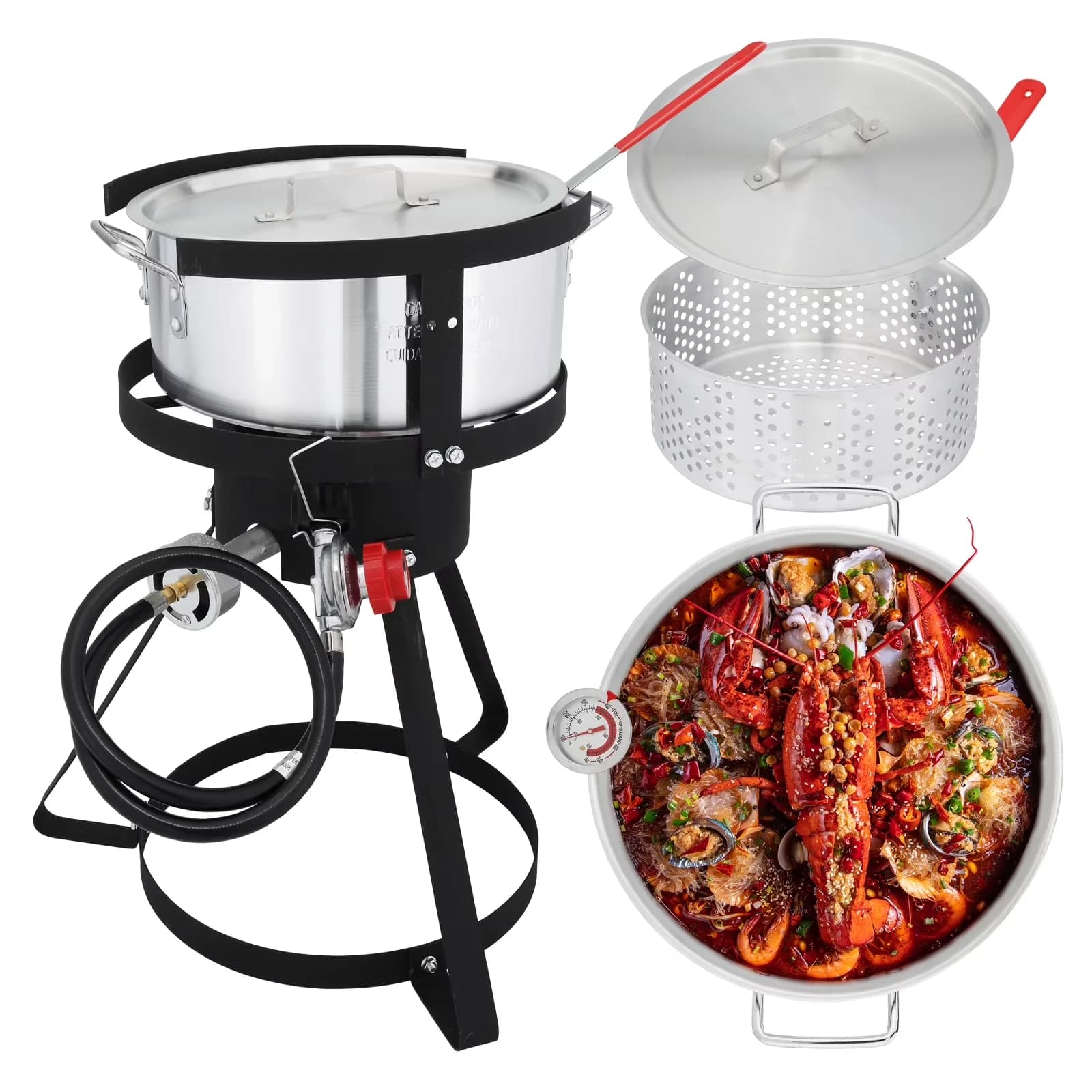Classic Outdoor Fryer with 55000 BTU - Aluminum Silver 10QT - Ergonomic Design Model 04E3E6