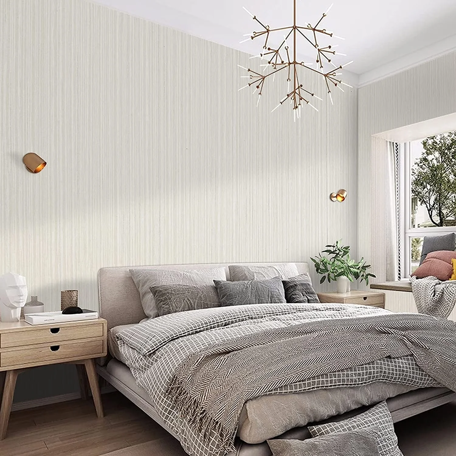 Wallpaper Essential with Removable, Color: Beige/Gray/Sliver - Pvc Beige Model C0D204