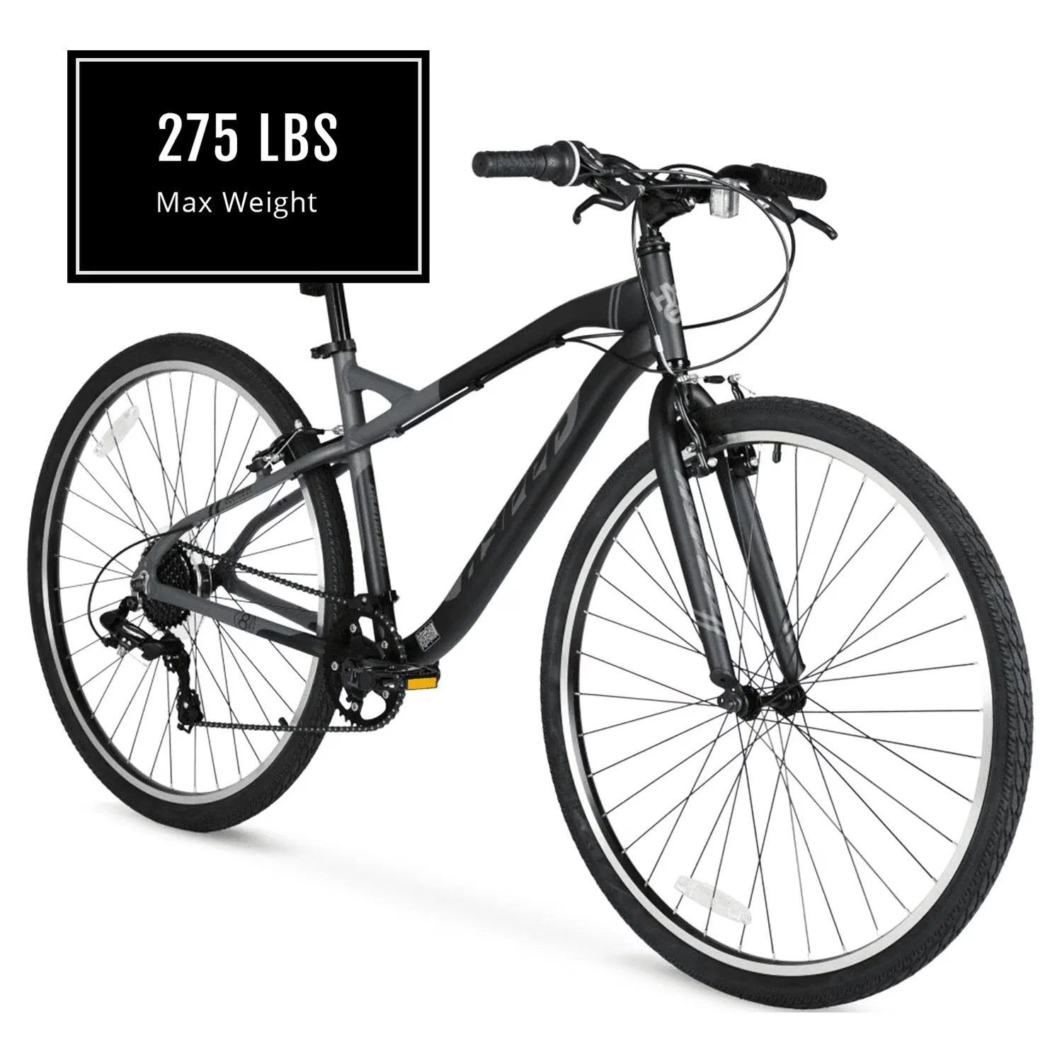 Premium Road Bike with Adjustable Seat Height, Adults Ages 14+, 700c Urban Hybrid - Gray Model CC0DBF