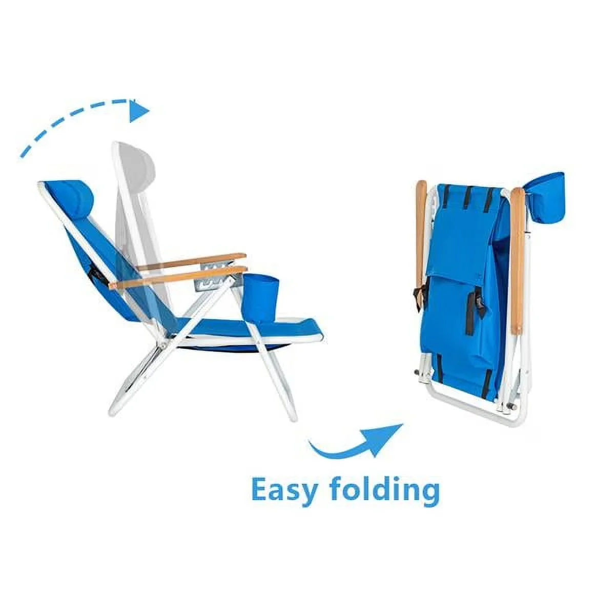 Versatile Beach Chair with Folding, Adjustable - Blue for Camping, Travel Model BE5C9E