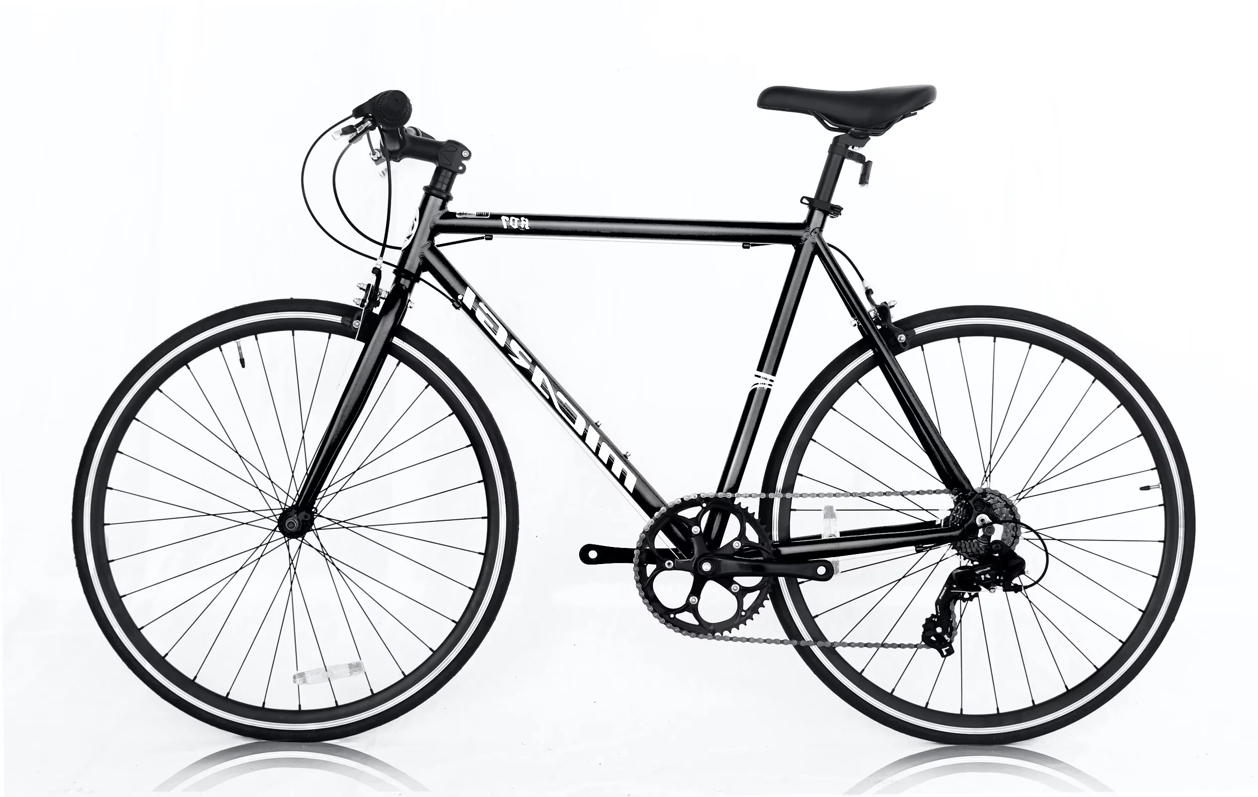 Compact Road Bike with Adjustable Seat Height, Adjustable Handlebar Height - Black Model 65C173